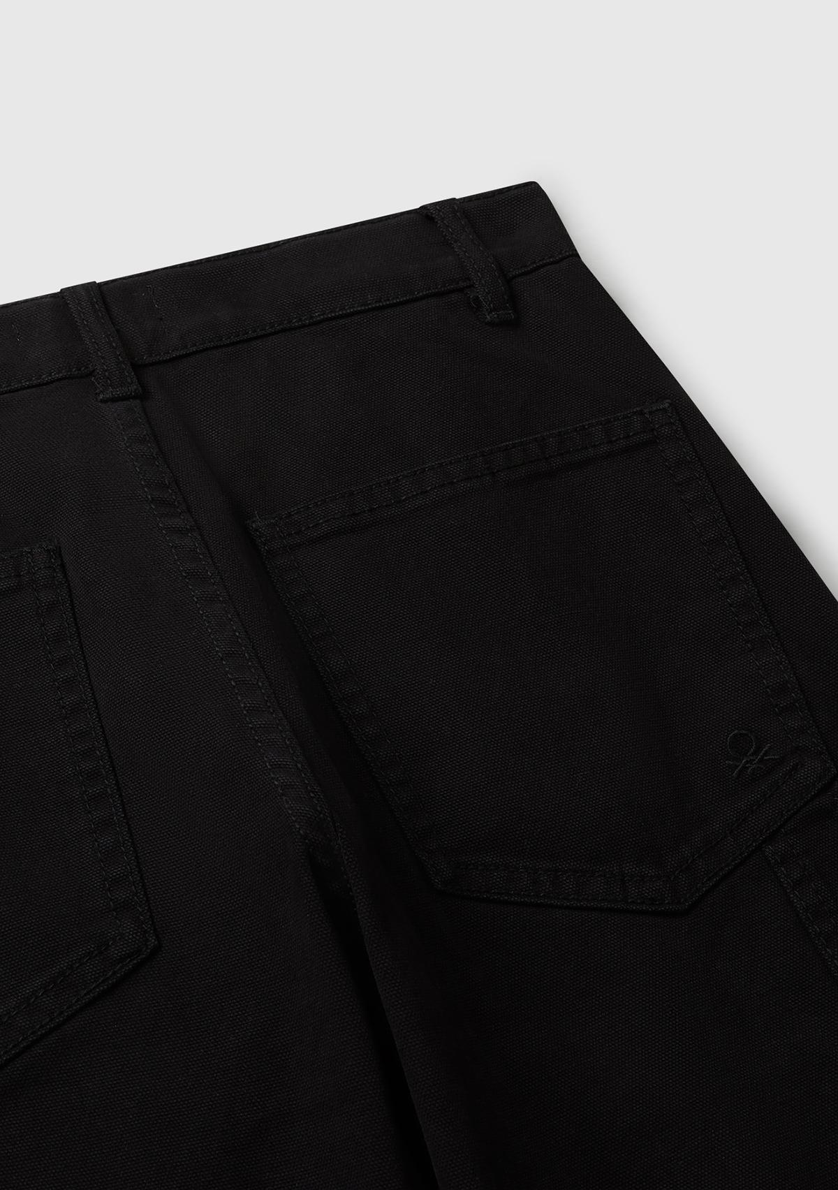 Erkek Çocuk Siyah Logo ve Cep Detaylı Düğmeli Streç Denim Bermuda Şort