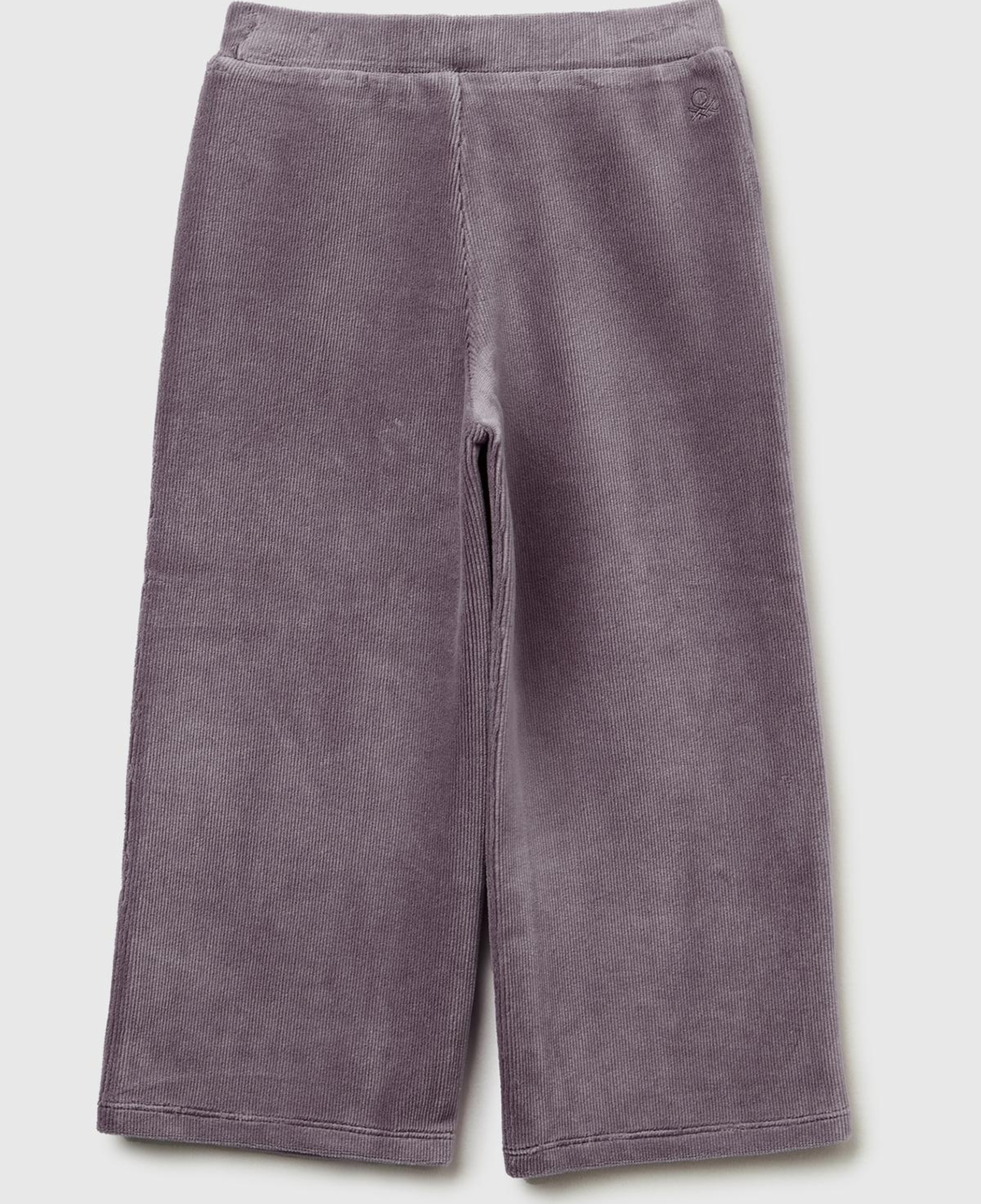 Kız Çocuk Koyu Kahverengi Arkası Logo İşlemeli Geniş Paça Pantolon
