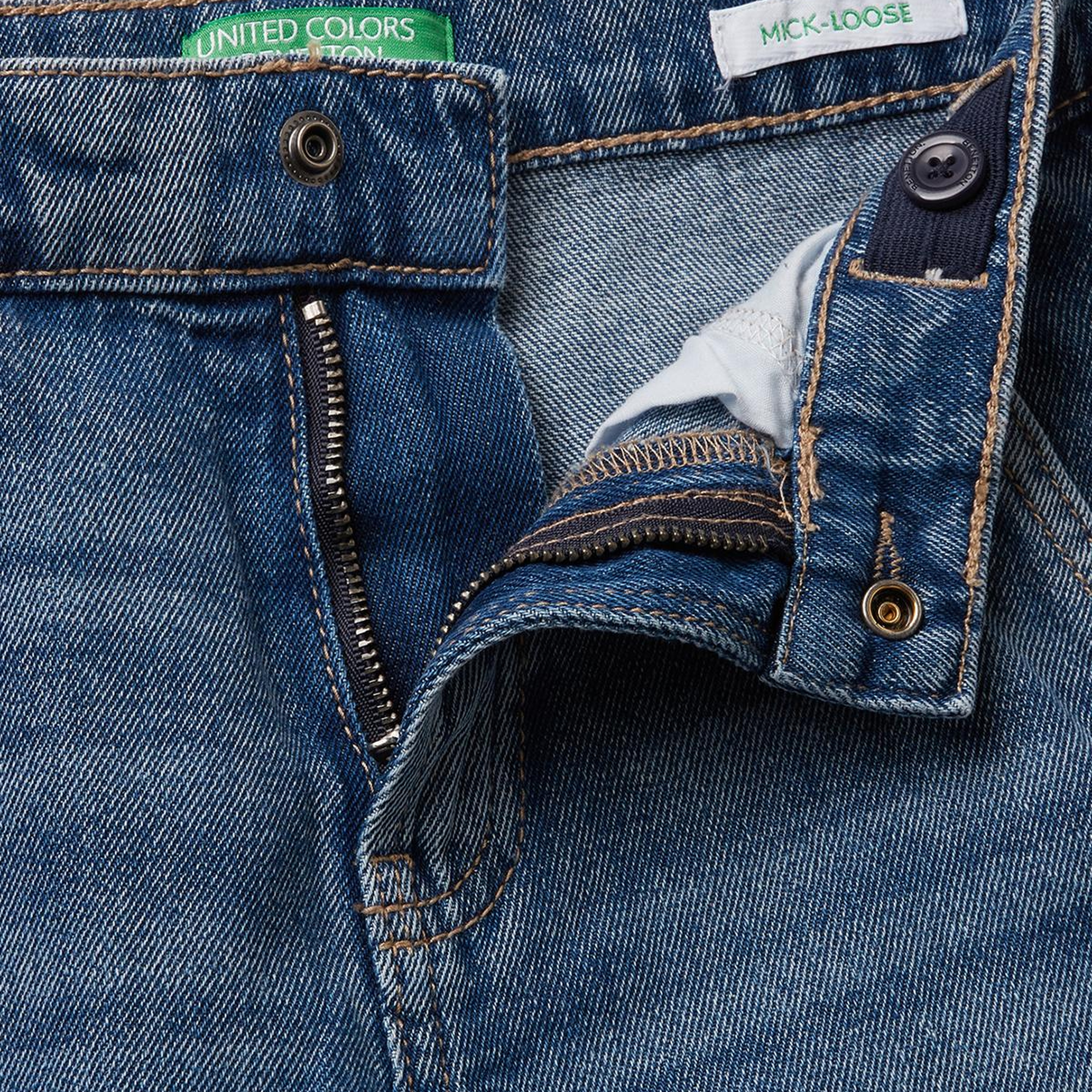Erkek Çocuk Koyu Mavi Arka Cebi Logolu Cepli Beli Lastikli İpli Denim Pantolon