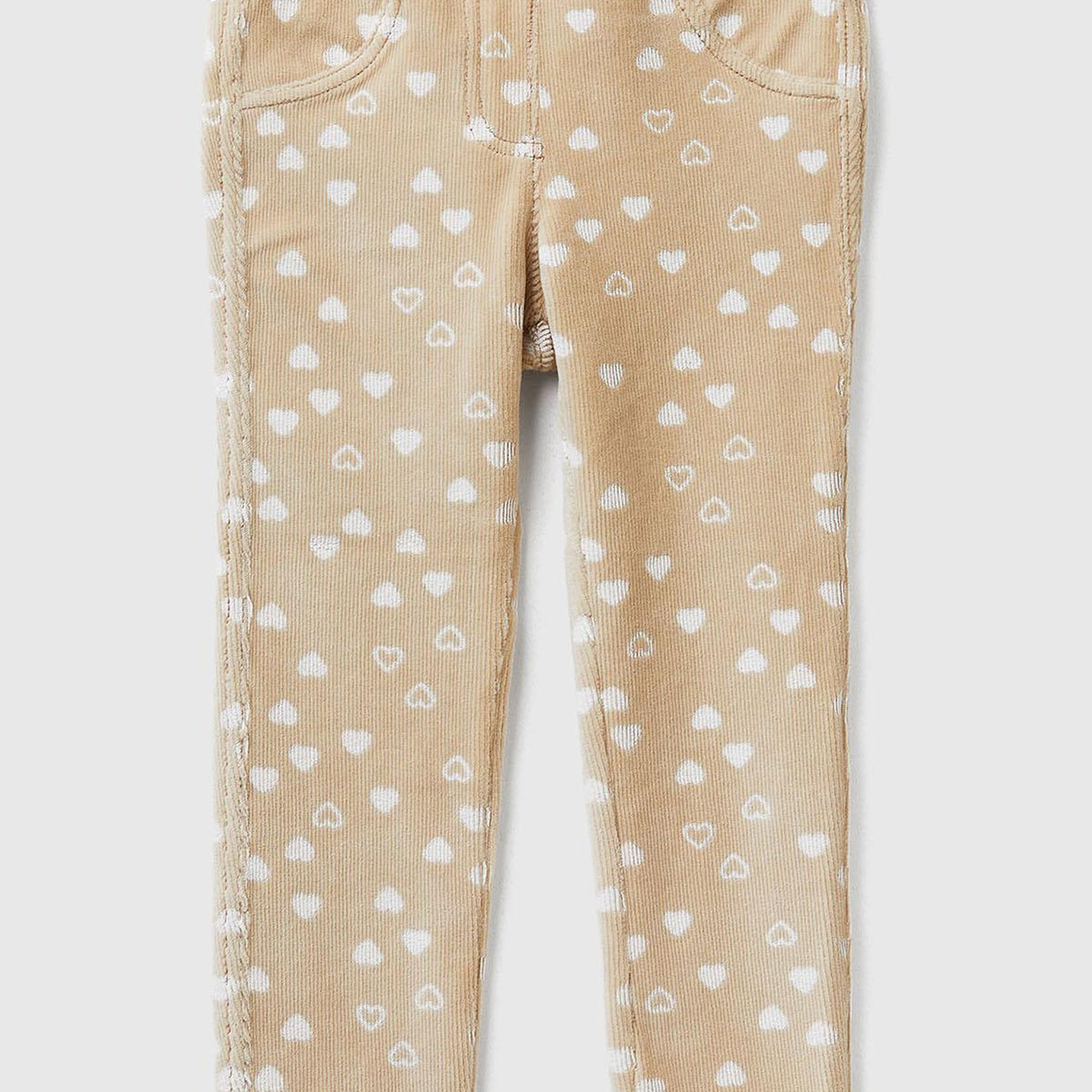 Kız Çocuk Taba Baskılı Logo İşlemeli Beli Lastikli Slim Fit Streç Pantolon