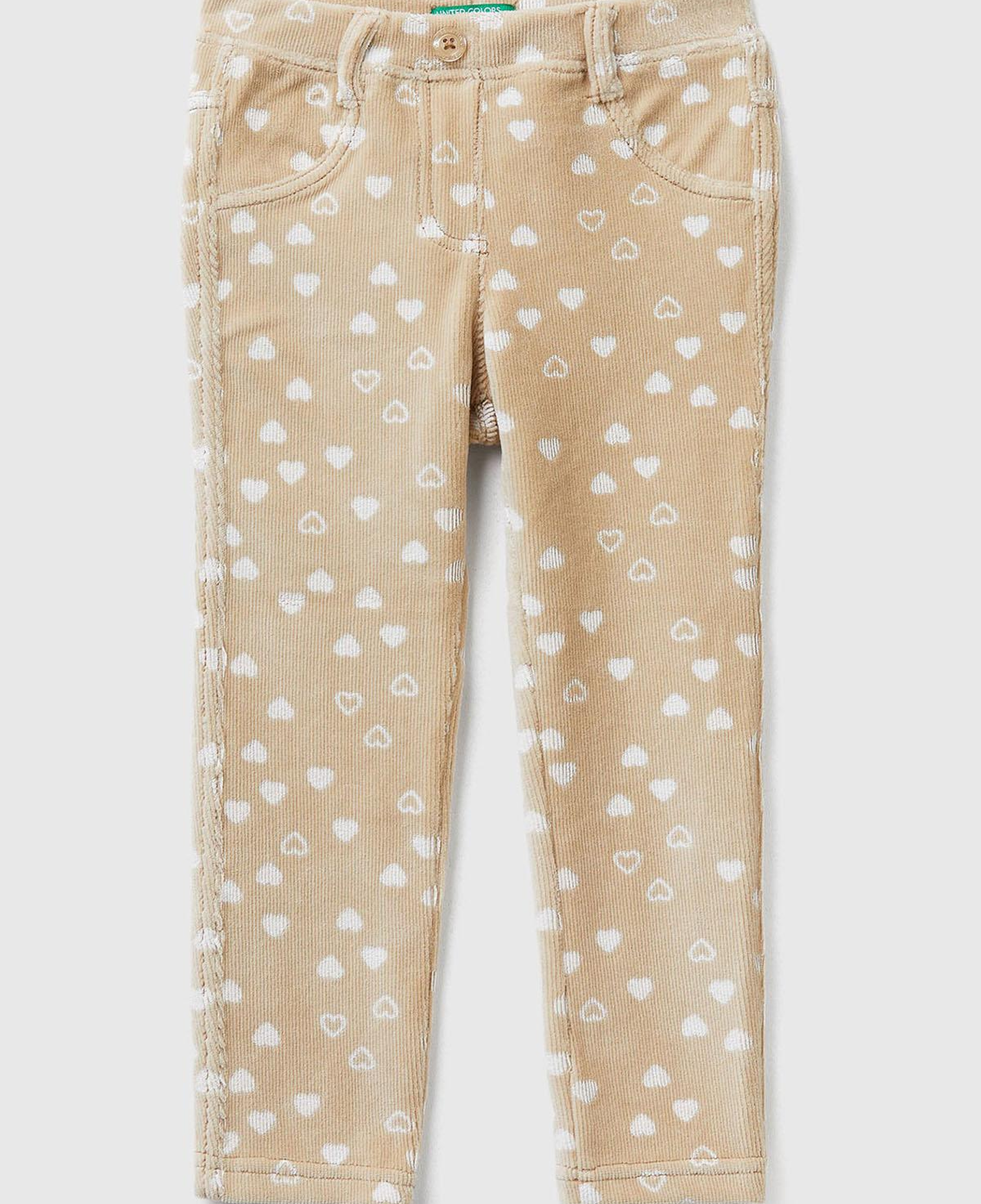Kız Çocuk Taba Baskılı Logo İşlemeli Beli Lastikli Slim Fit Streç Pantolon