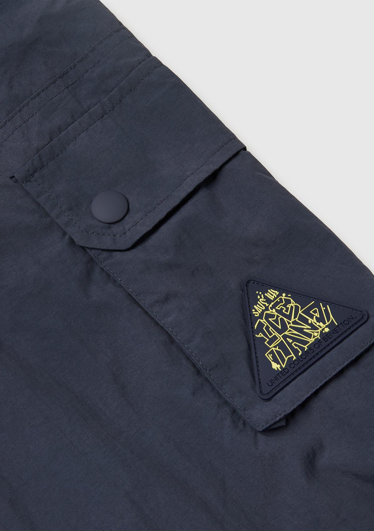 Erkek Çocuk Antrasit Baskılı Cepli Beli Lastikli Jogger Pantolon