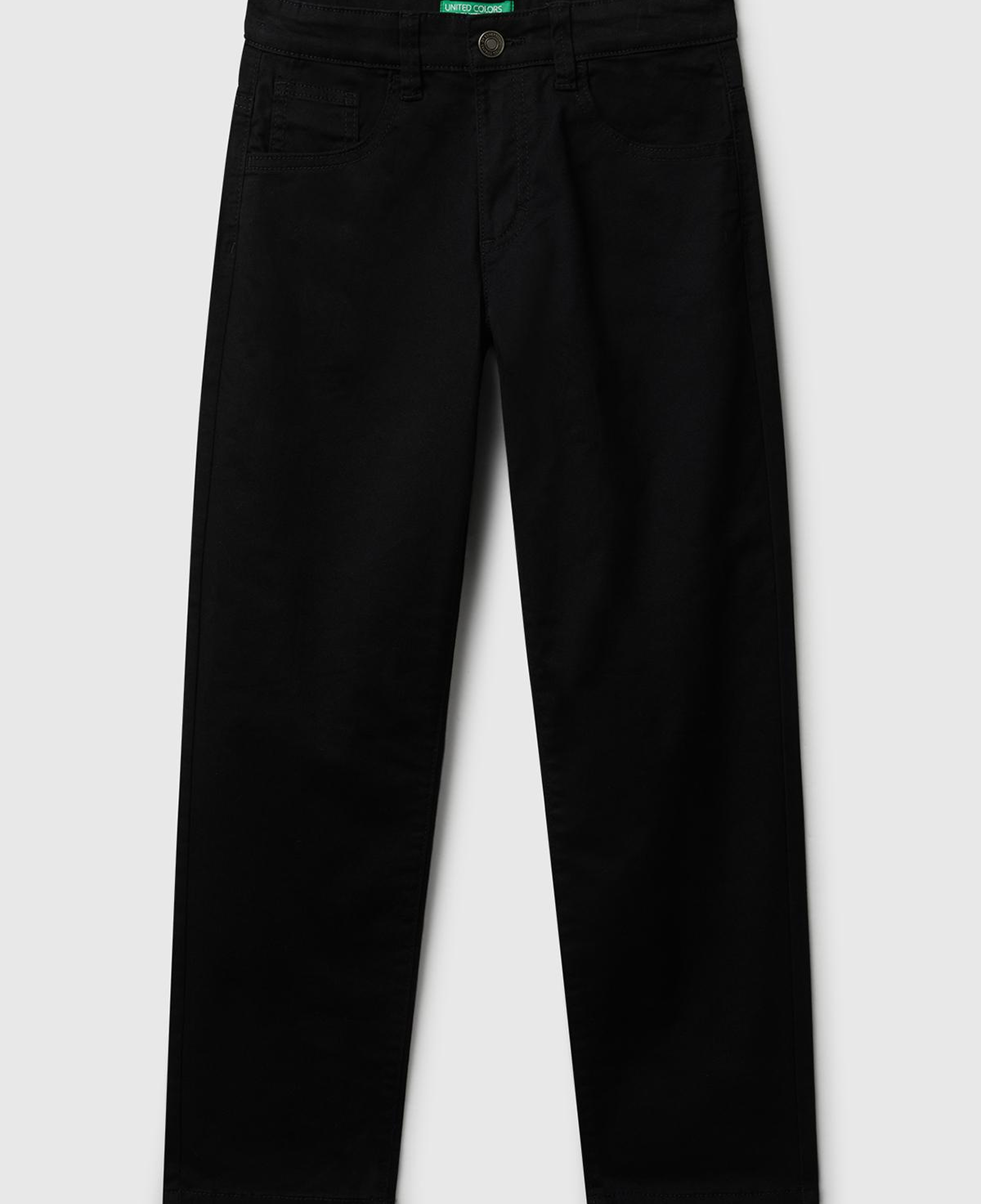 Erkek Çocuk Siyah Düğmeli Fermuarlı Slim Fit Pantolon