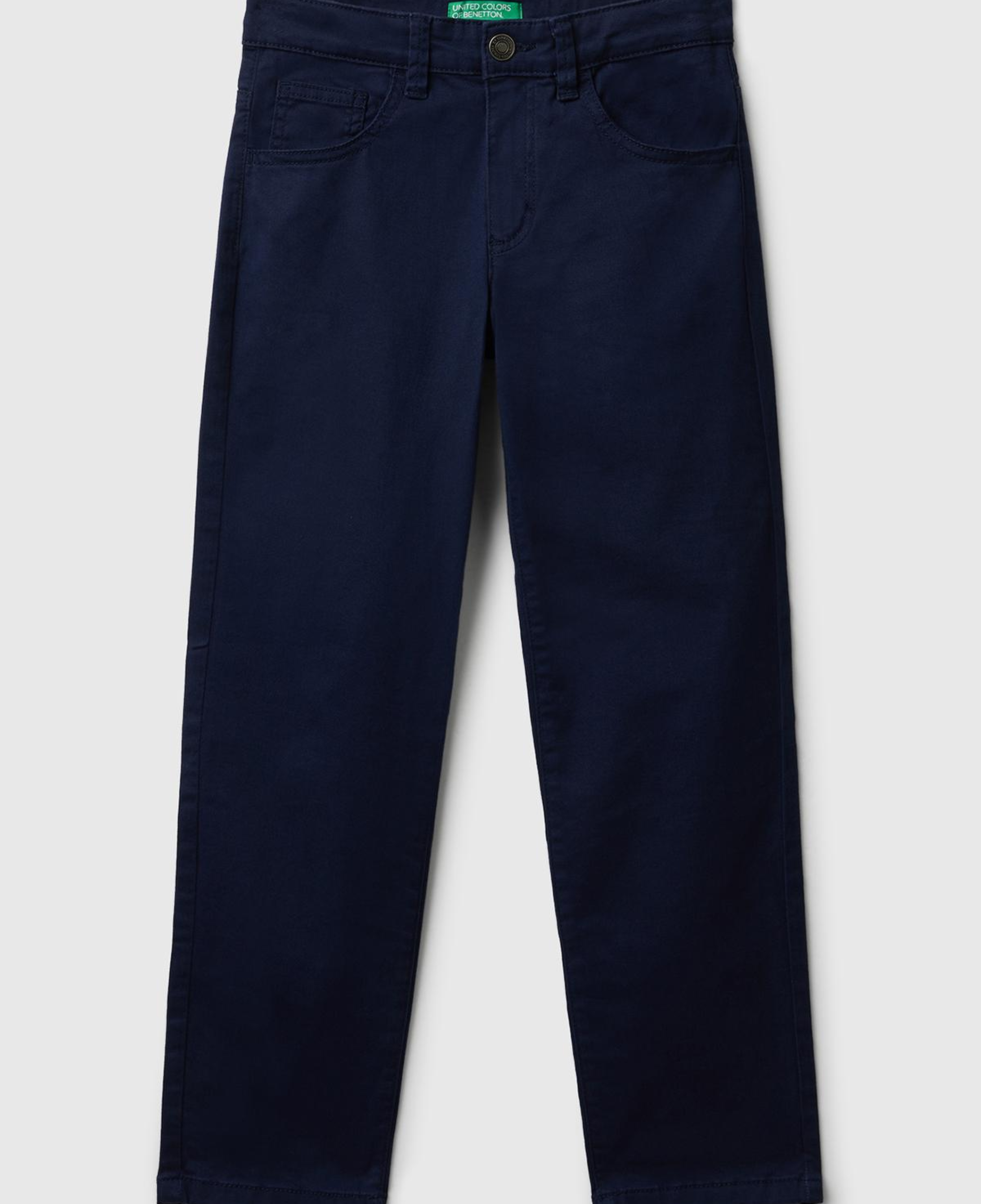 Erkek Çocuk Lacivert Düğmeli Fermuarlı Slim Fit Pantolon