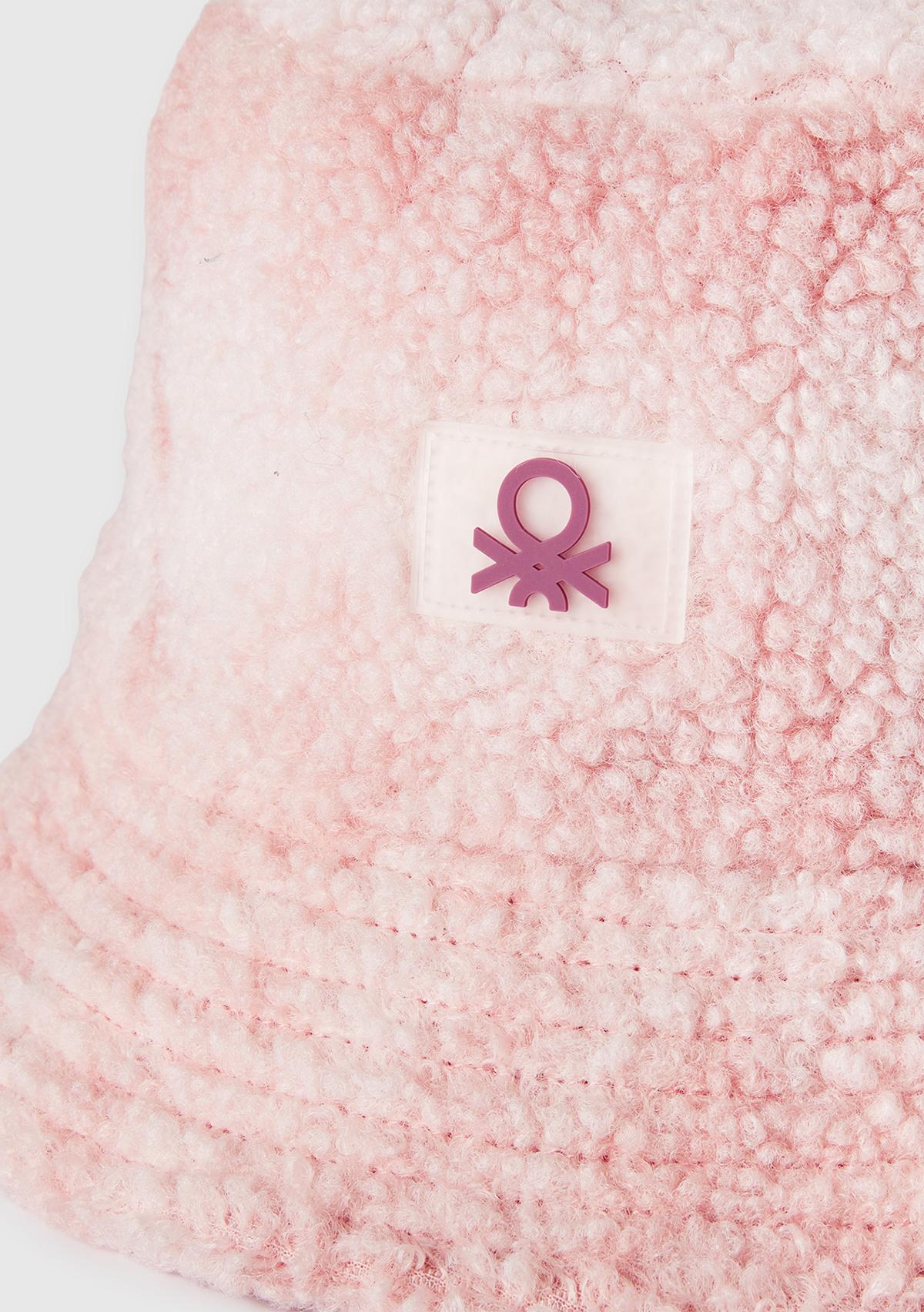 Erkek Çocuk Pembe Logo Detaylı Teddy Bucket Şapka