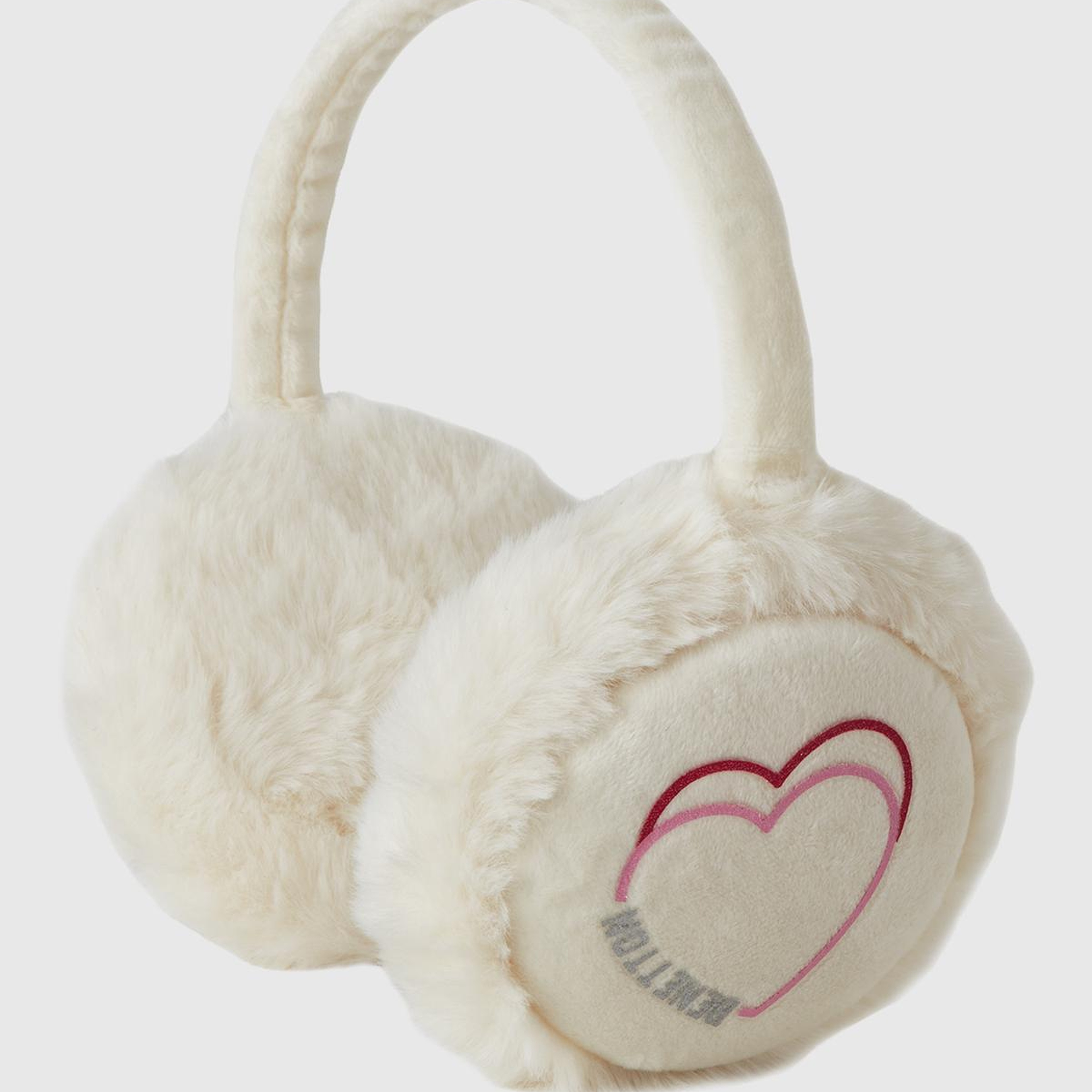 Kız Çocuk Ekru Kauçuk Baskılı Mikrofiber Peluş Kulaklık