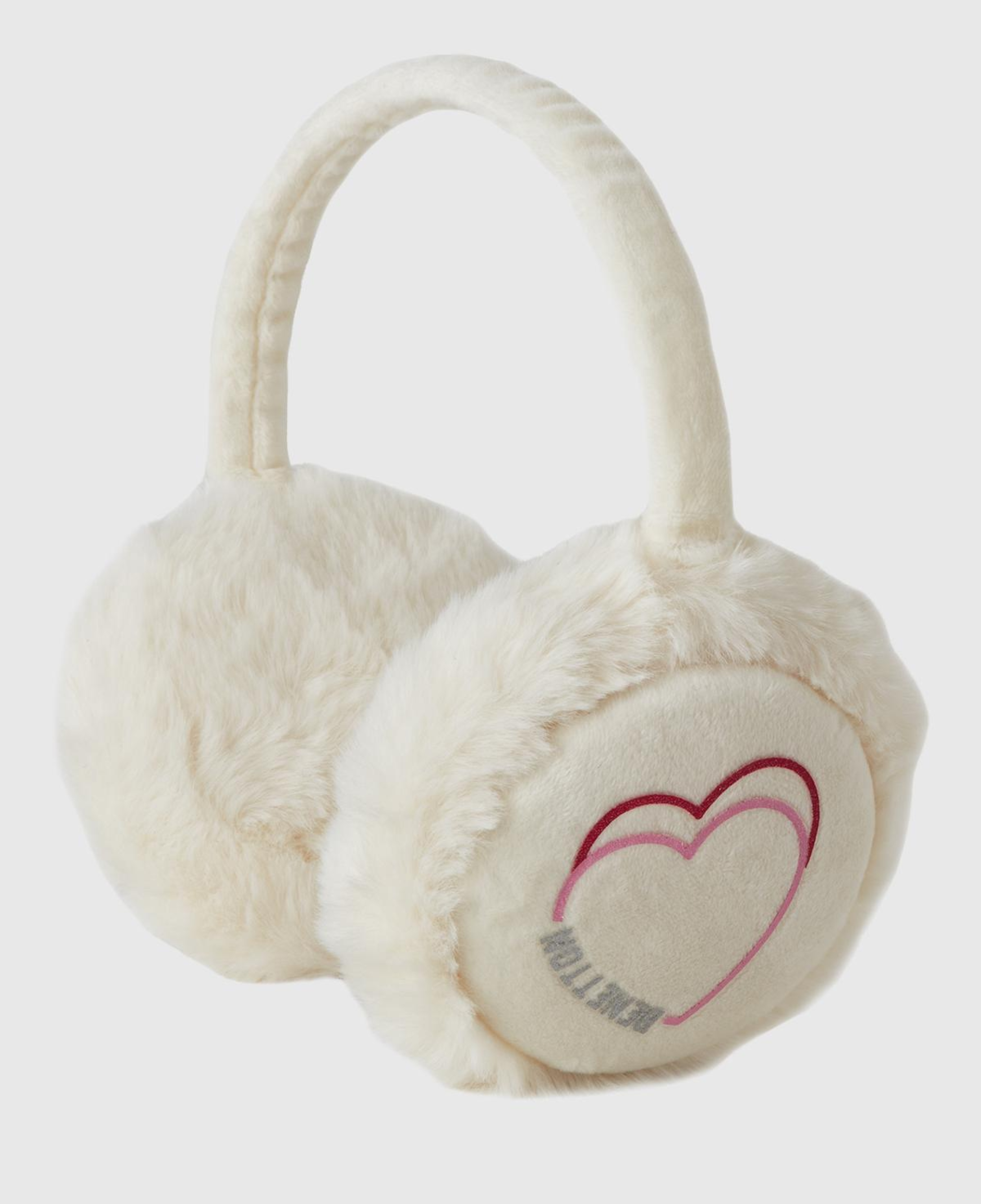 Kız Çocuk Ekru Kauçuk Baskılı Mikrofiber Peluş Kulaklık
