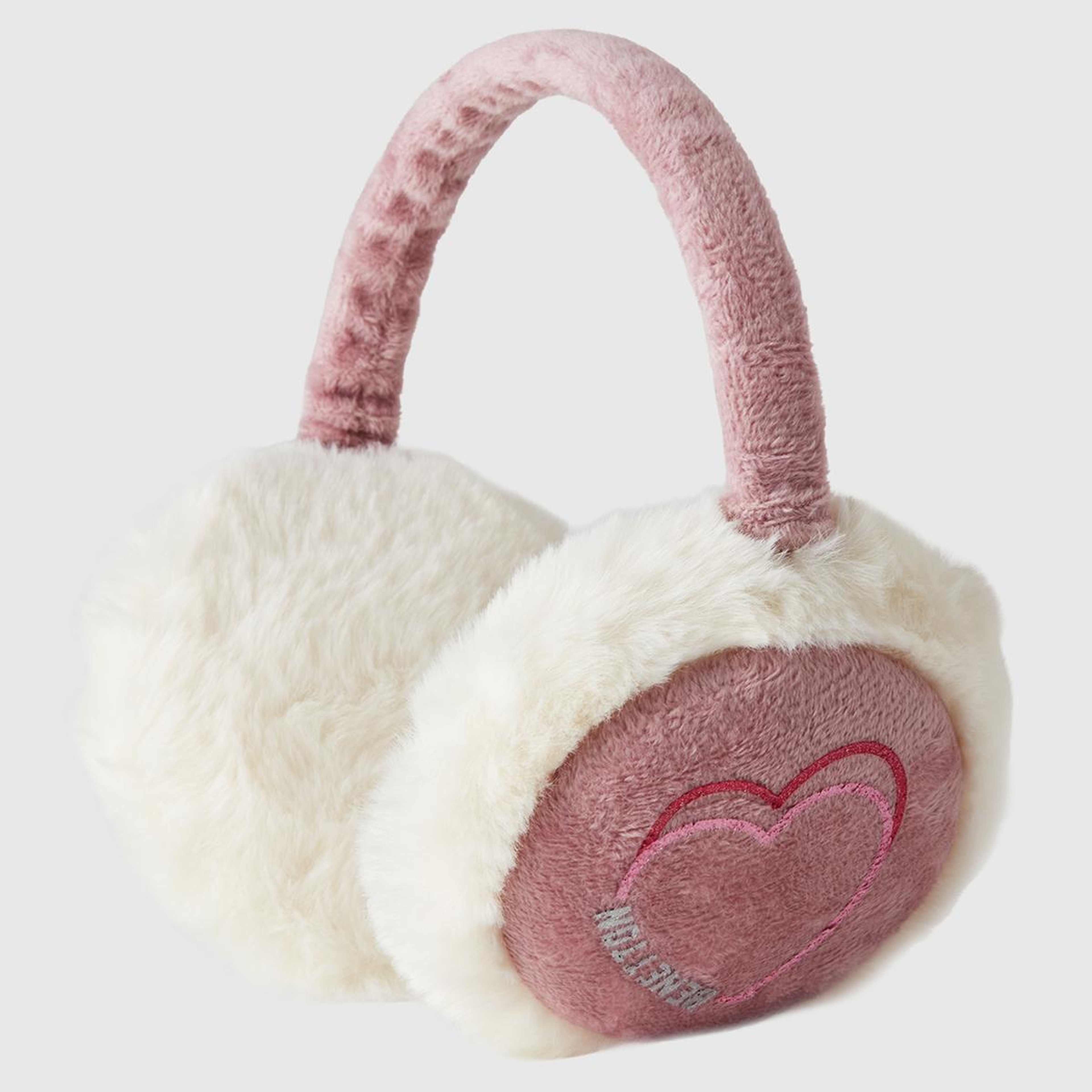 Kız Çocuk Gül Kurusu Kauçuk Baskılı Mikrofiber Peluş Kulaklık