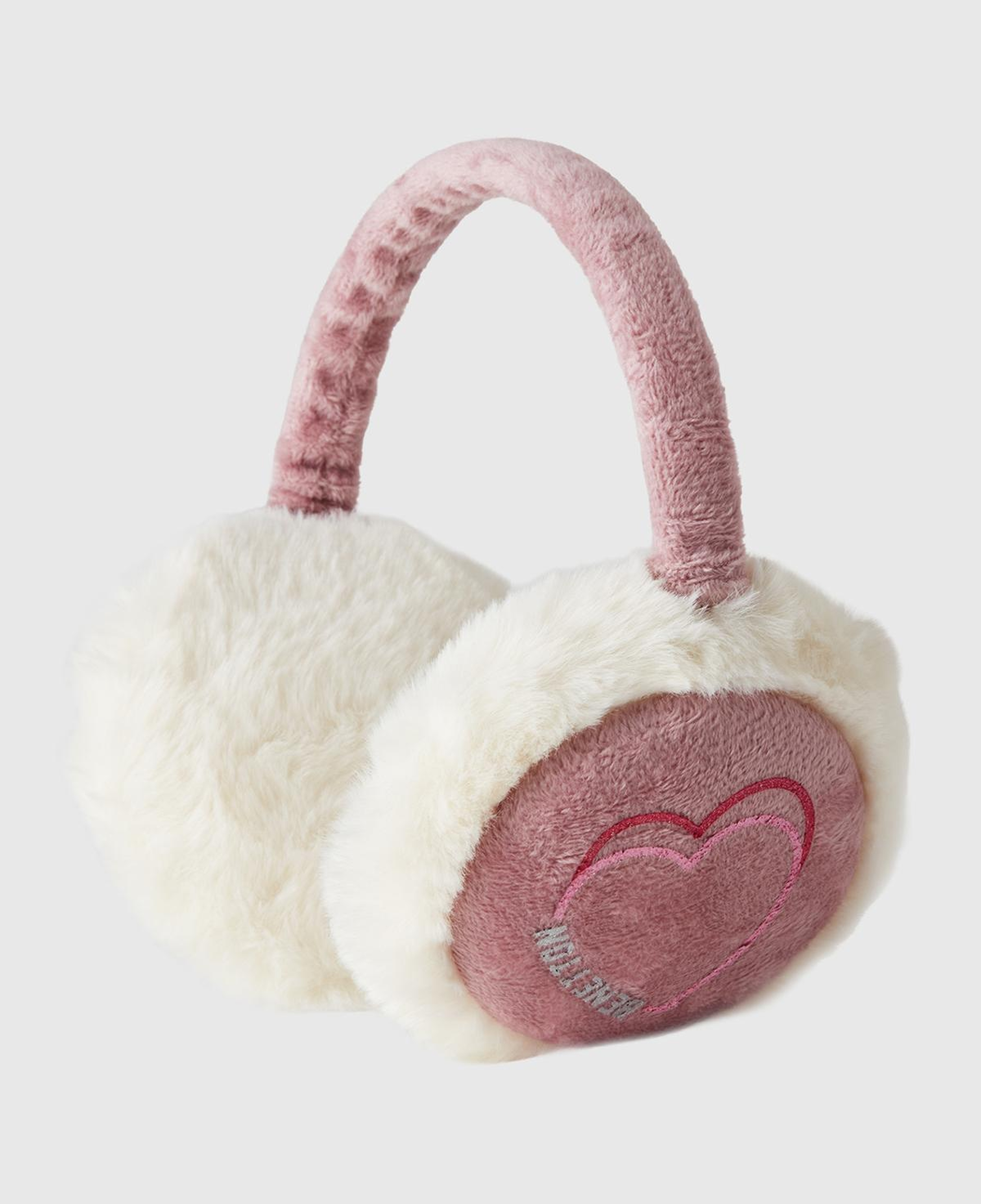 Kız Çocuk Gül Kurusu Kauçuk Baskılı Mikrofiber Peluş Kulaklık