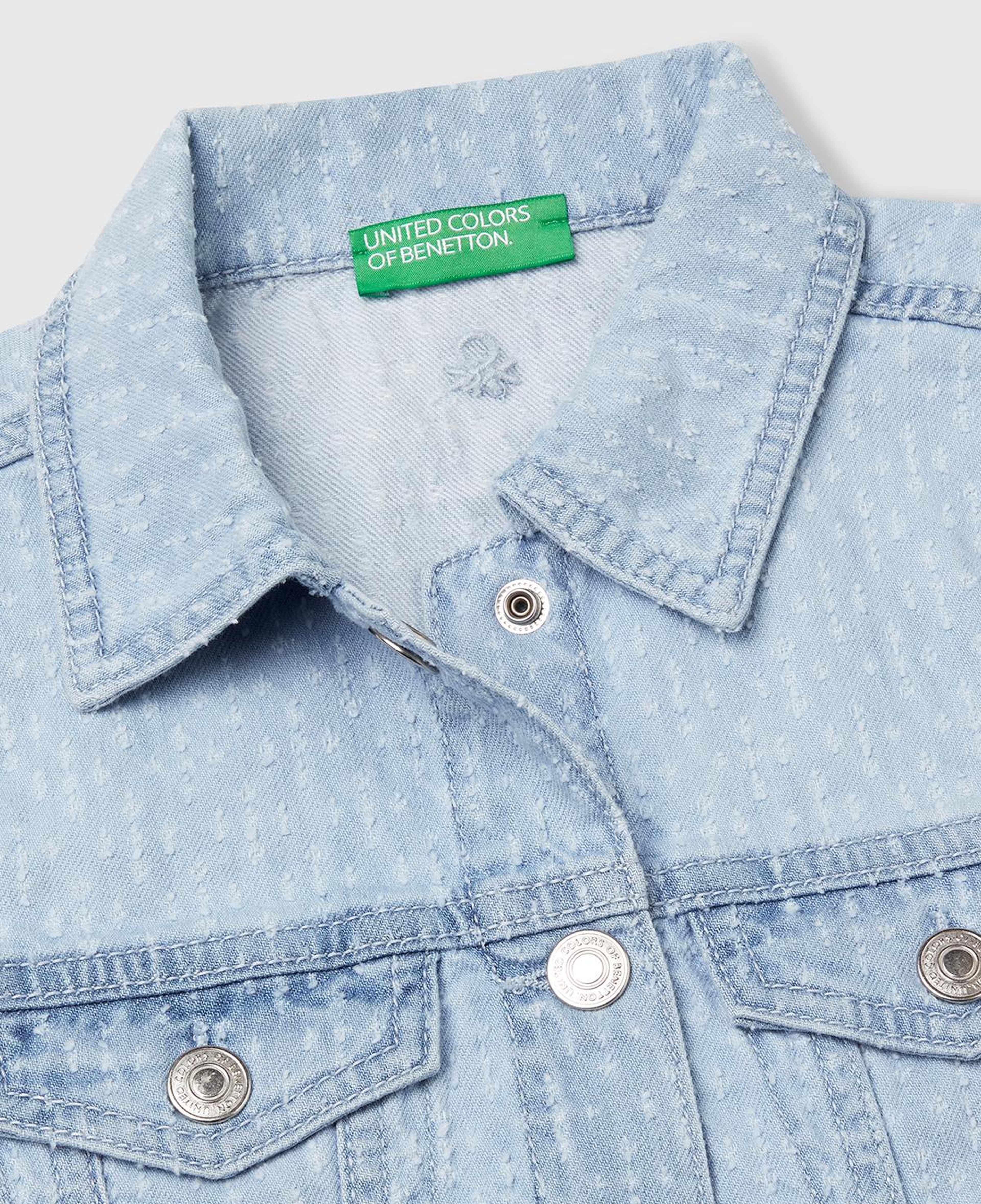 Kız Çocuk Denim Logo İşleme Detaylı Düğmeli Önü Cepli Denim Yelek