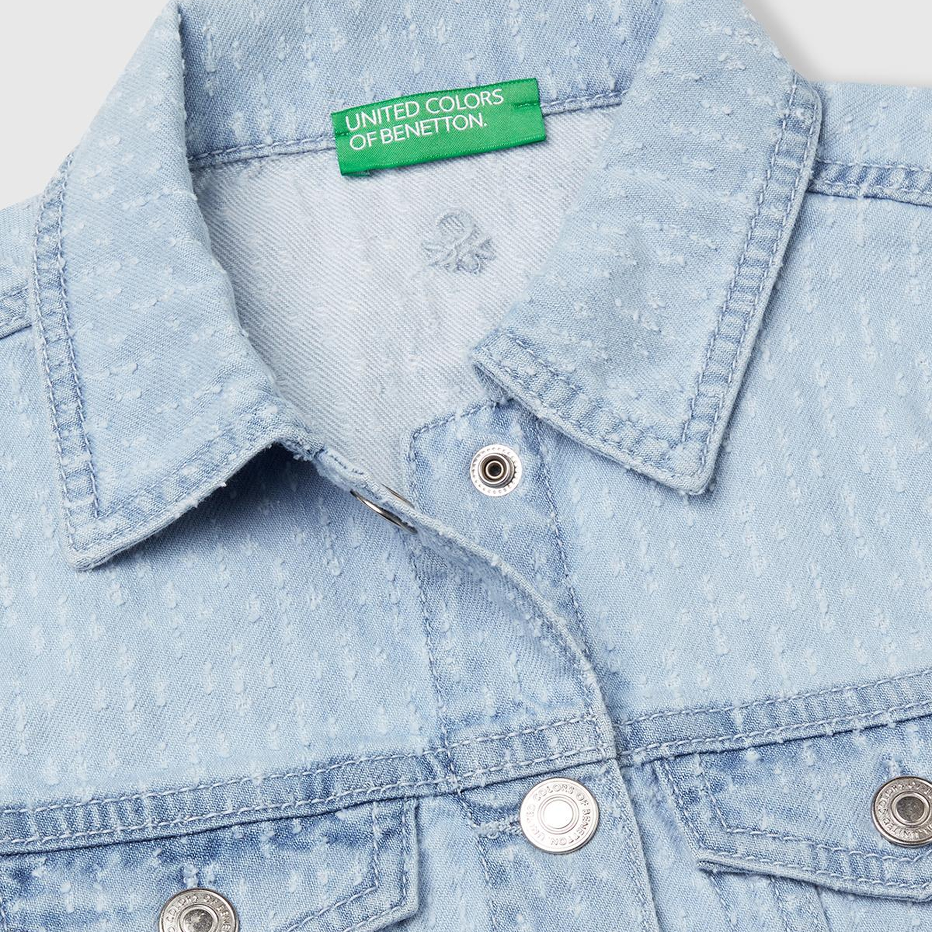 Kız Çocuk Denim Logo İşleme Detaylı Düğmeli Önü Cepli Denim Yelek