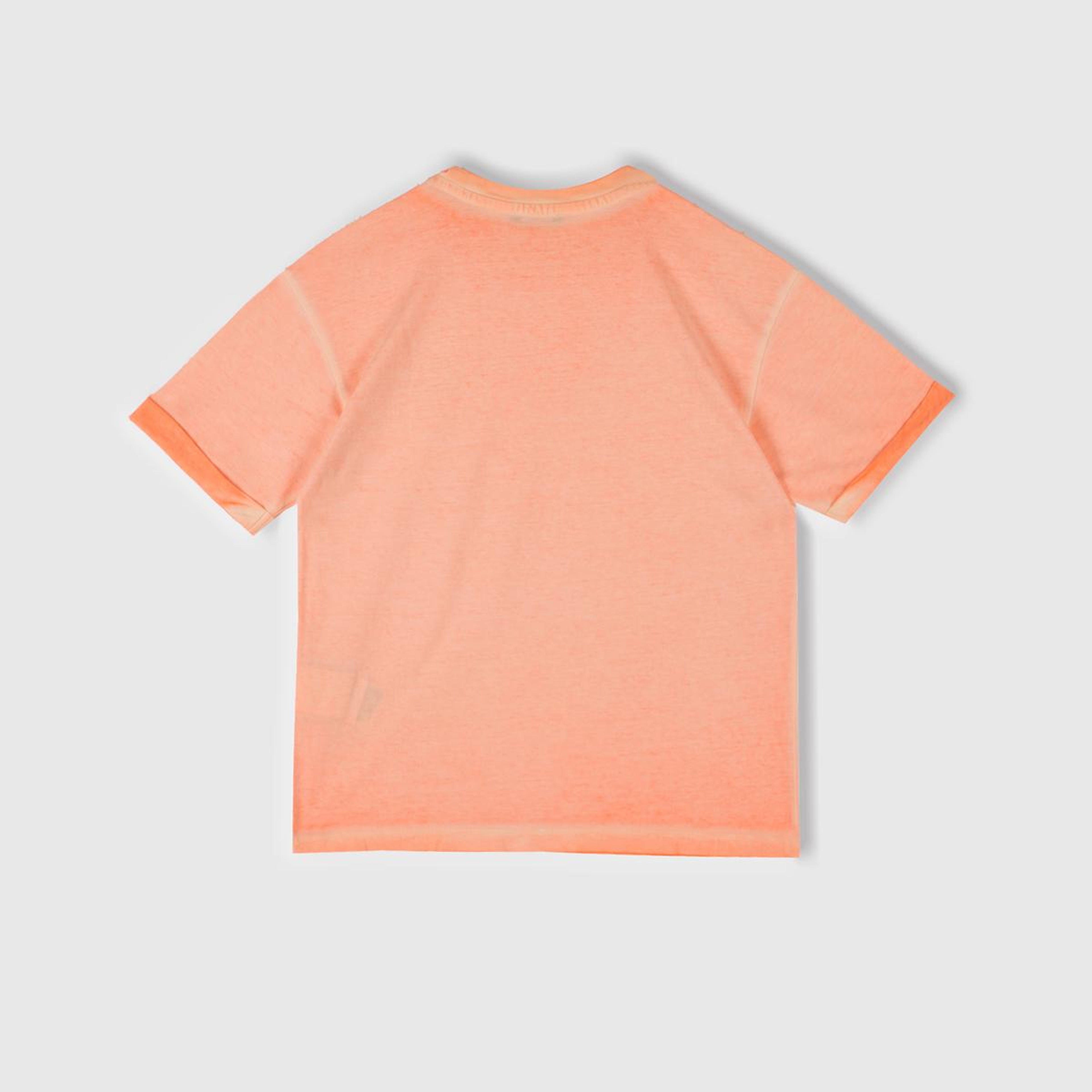 Erkek Çocuk Turuncu Soluk Efektli Logo İşlemeli Oversize T-Shirt