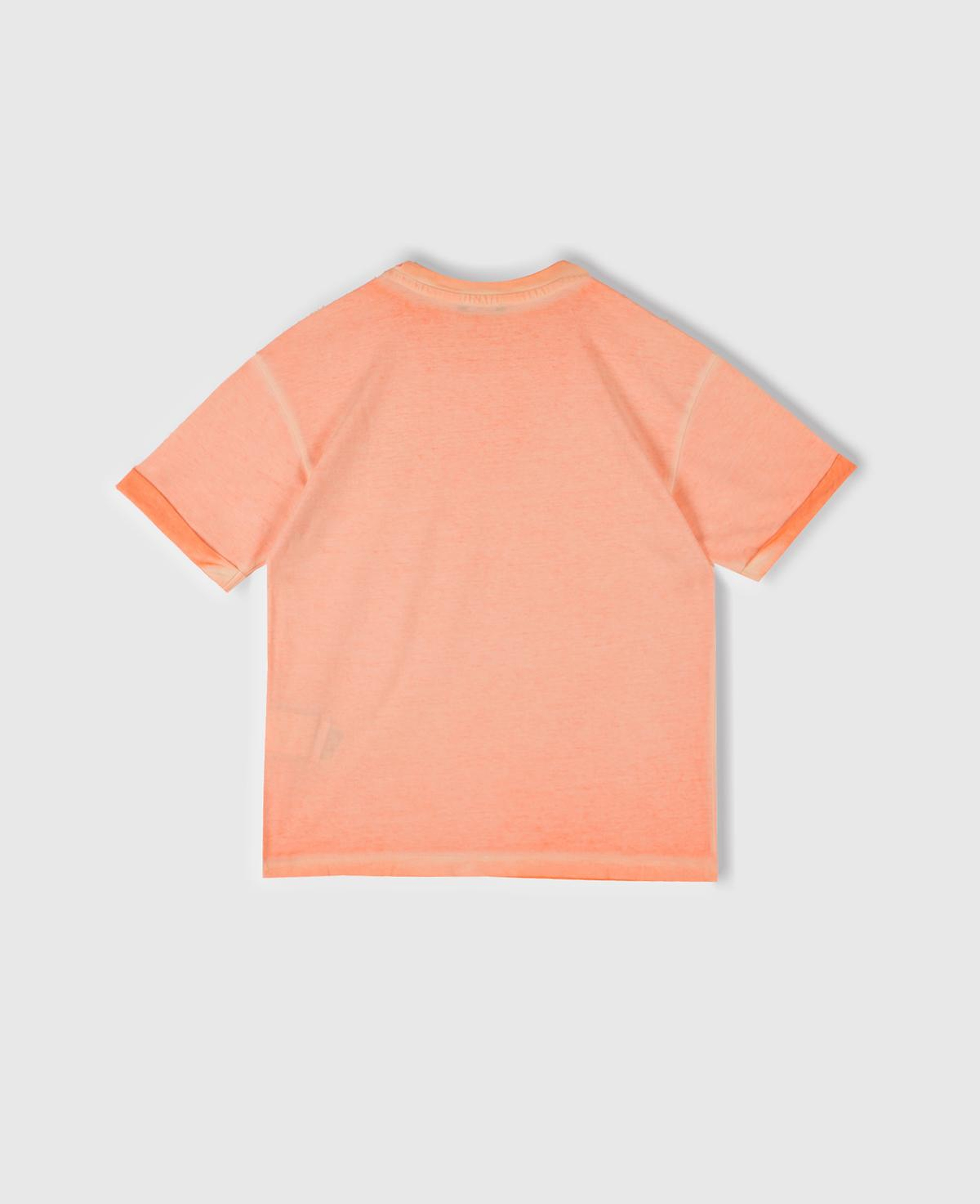 Erkek Çocuk Turuncu Soluk Efektli Logo İşlemeli Oversize T-Shirt