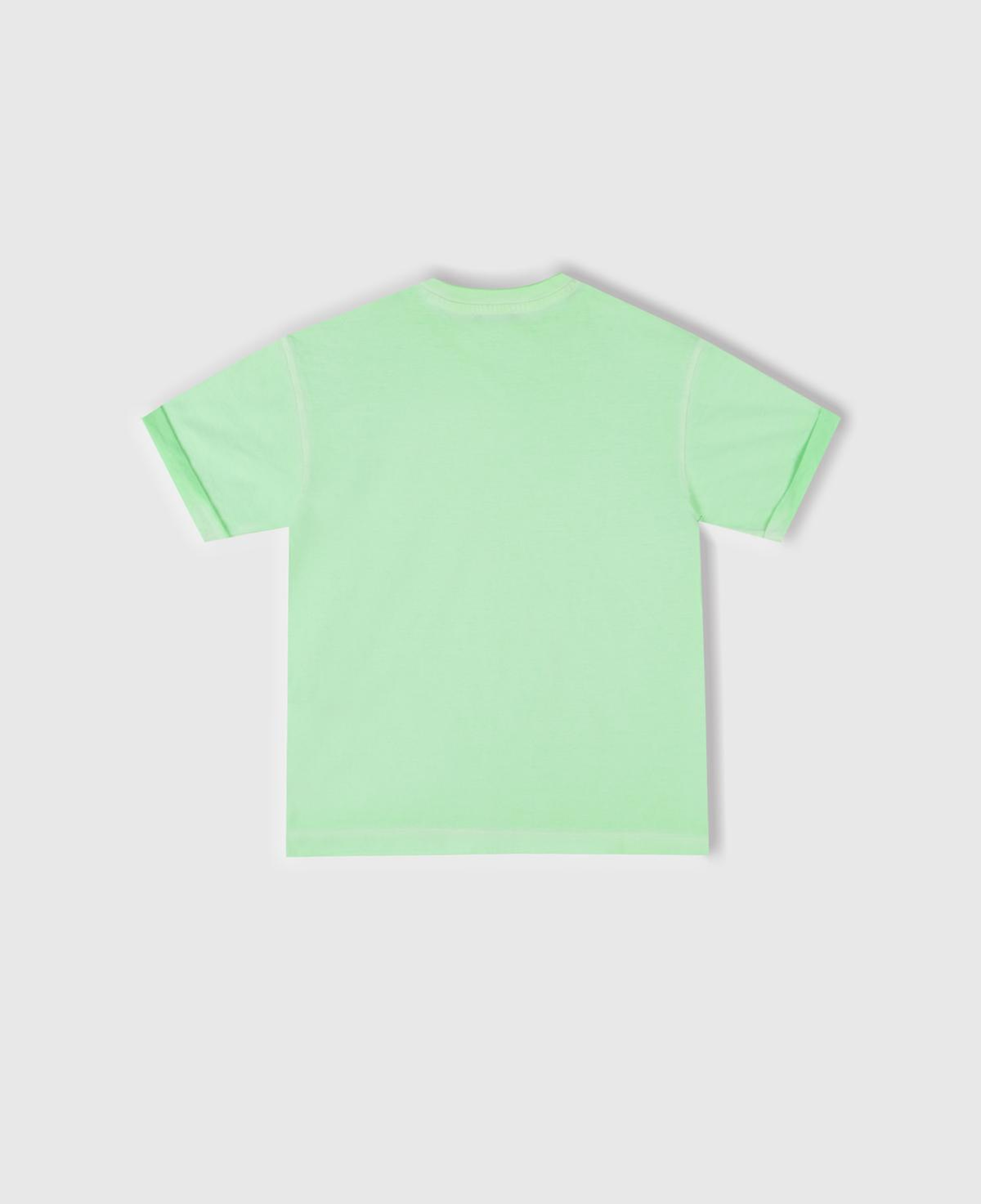 Erkek Çocuk Açık Yeşil Soluk Efektli Logo İşlemeli Oversize T-Shirt