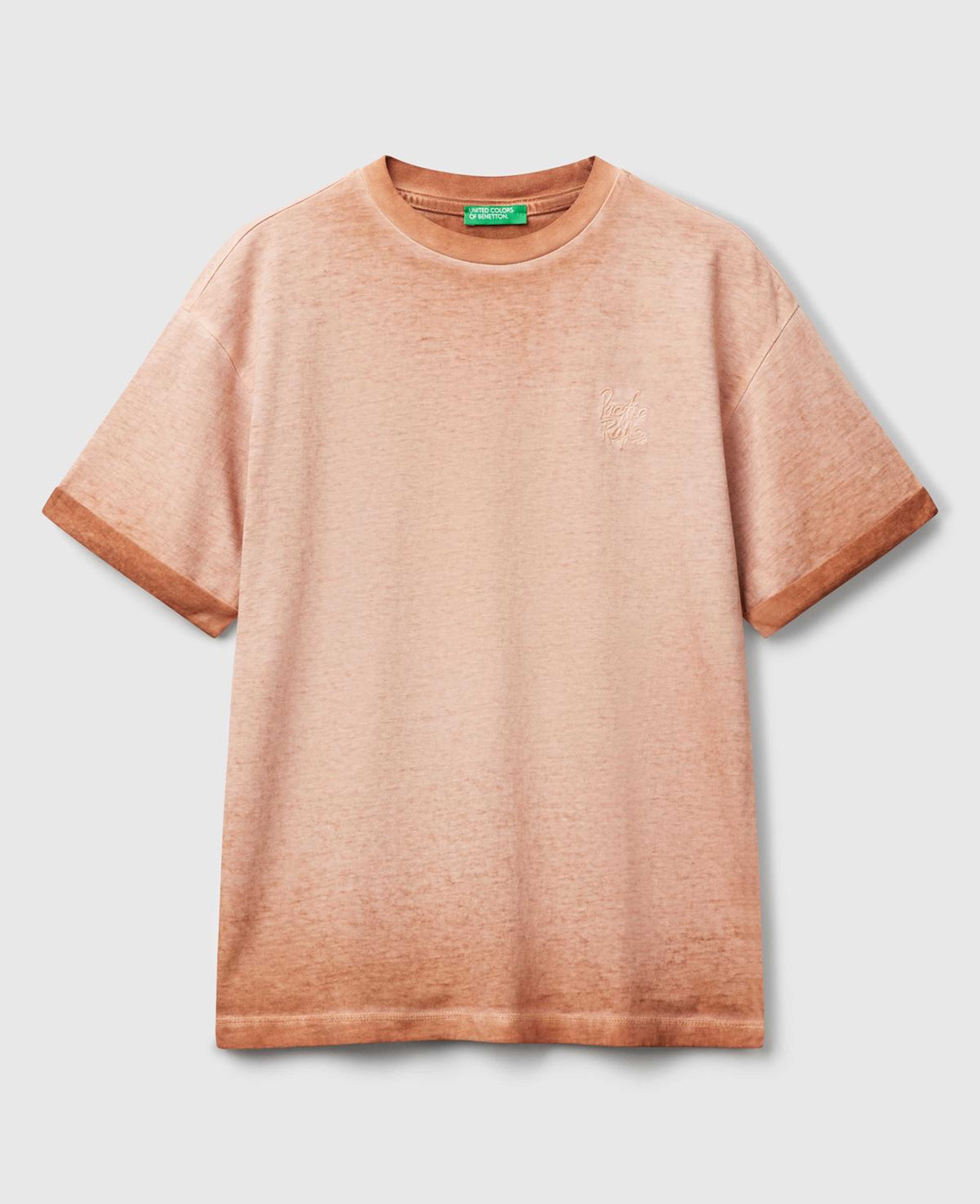 Erkek Çocuk Tarçın Soluk Efektli Logo İşlemeli Oversize T-Shirt