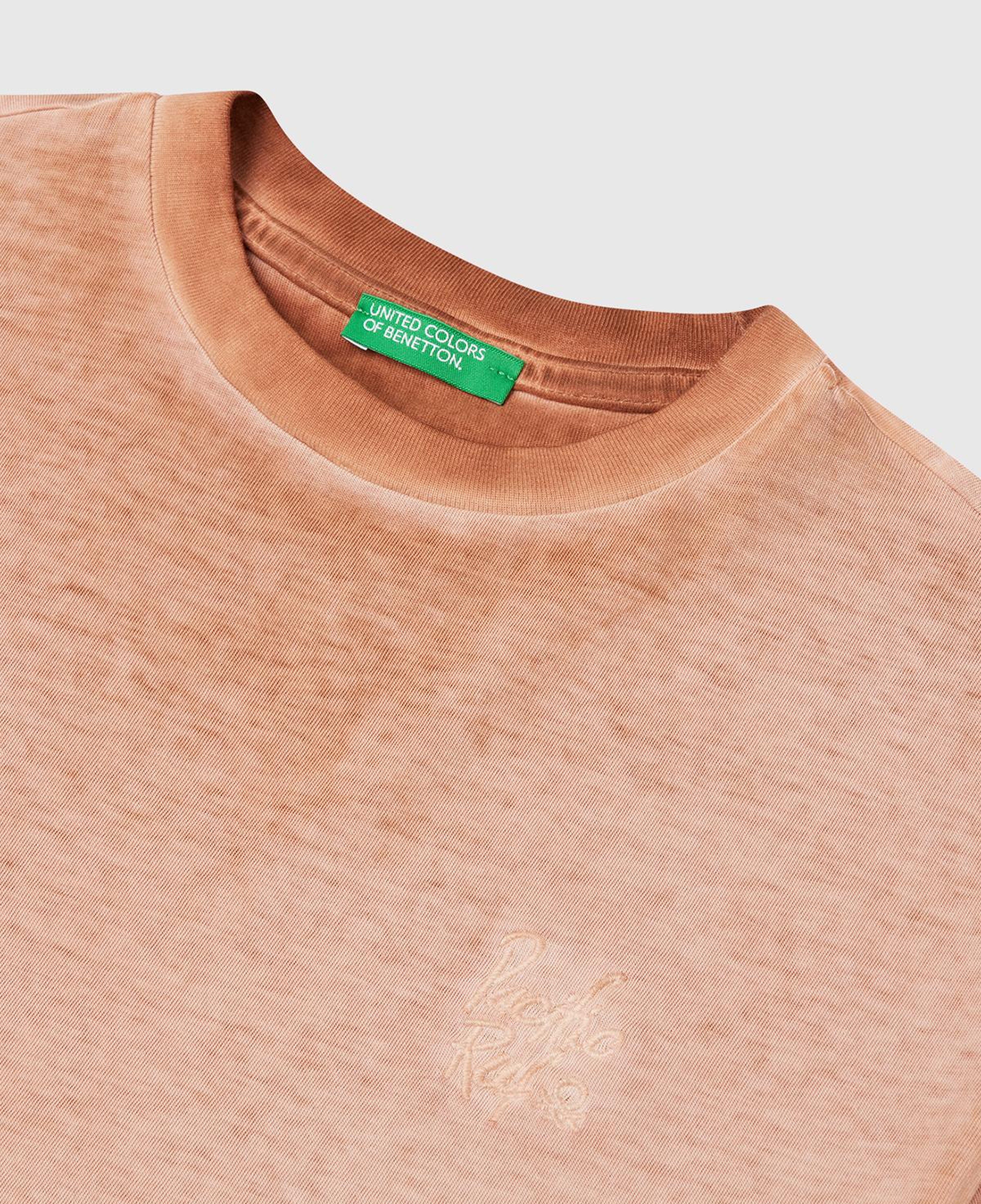 Erkek Çocuk Tarçın Soluk Efektli Logo İşlemeli Oversize T-Shirt