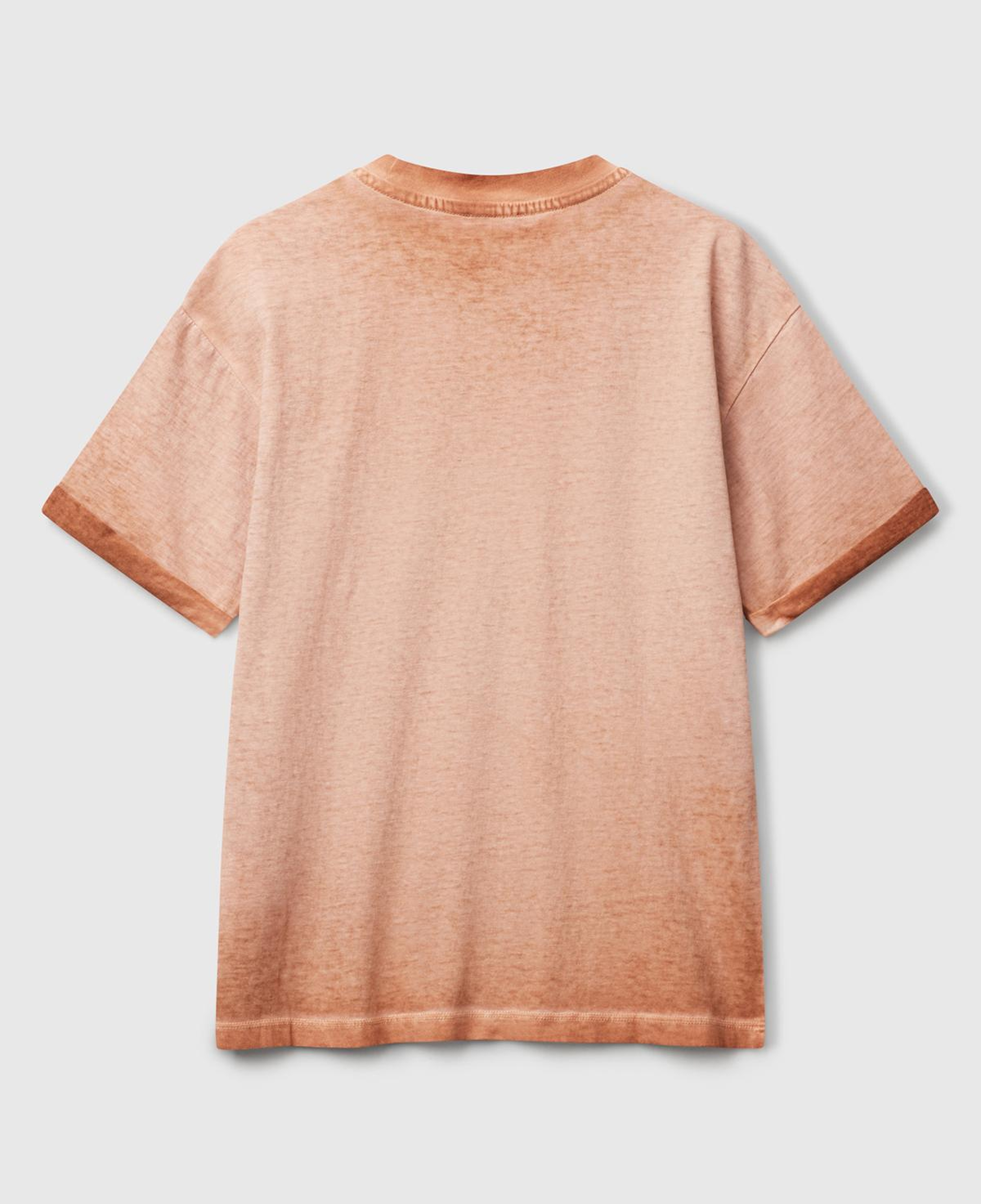 Erkek Çocuk Tarçın Soluk Efektli Logo İşlemeli Oversize T-Shirt