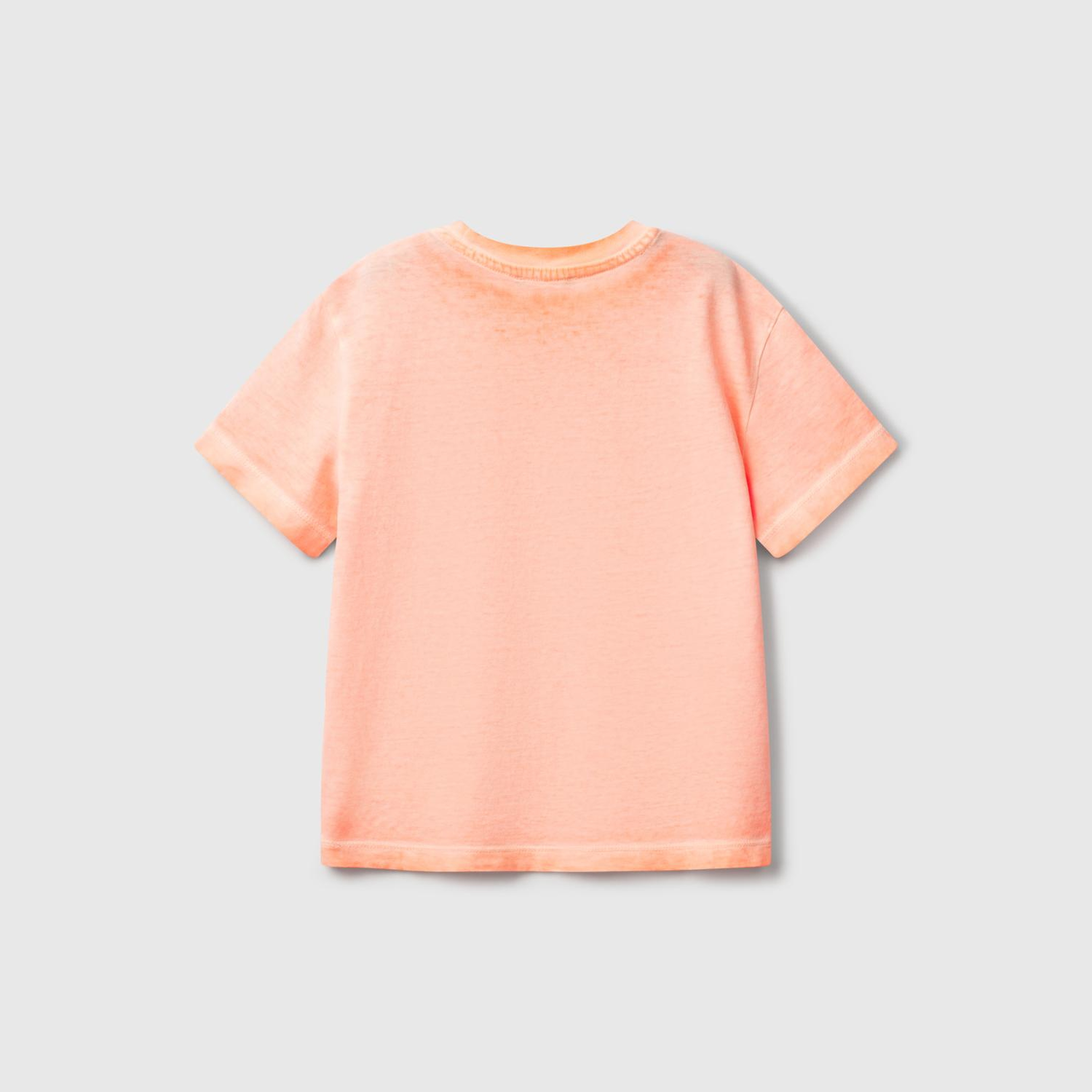 Erkek Çocuk Turuncu Soluk Efektli Logo İşlemeli Oversize T-Shirt