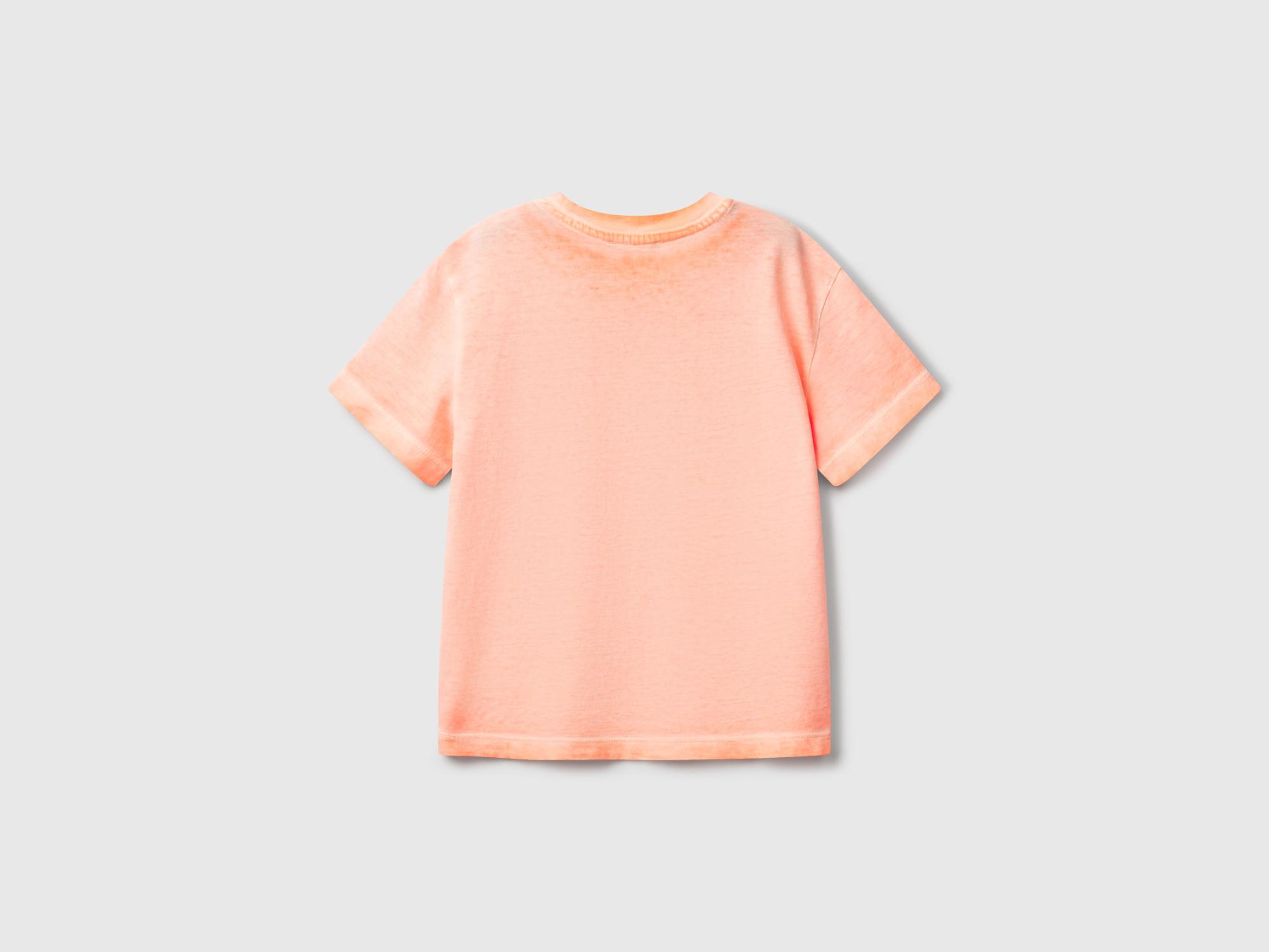 Erkek Çocuk Turuncu Soluk Efektli Logo İşlemeli Oversize T-Shirt