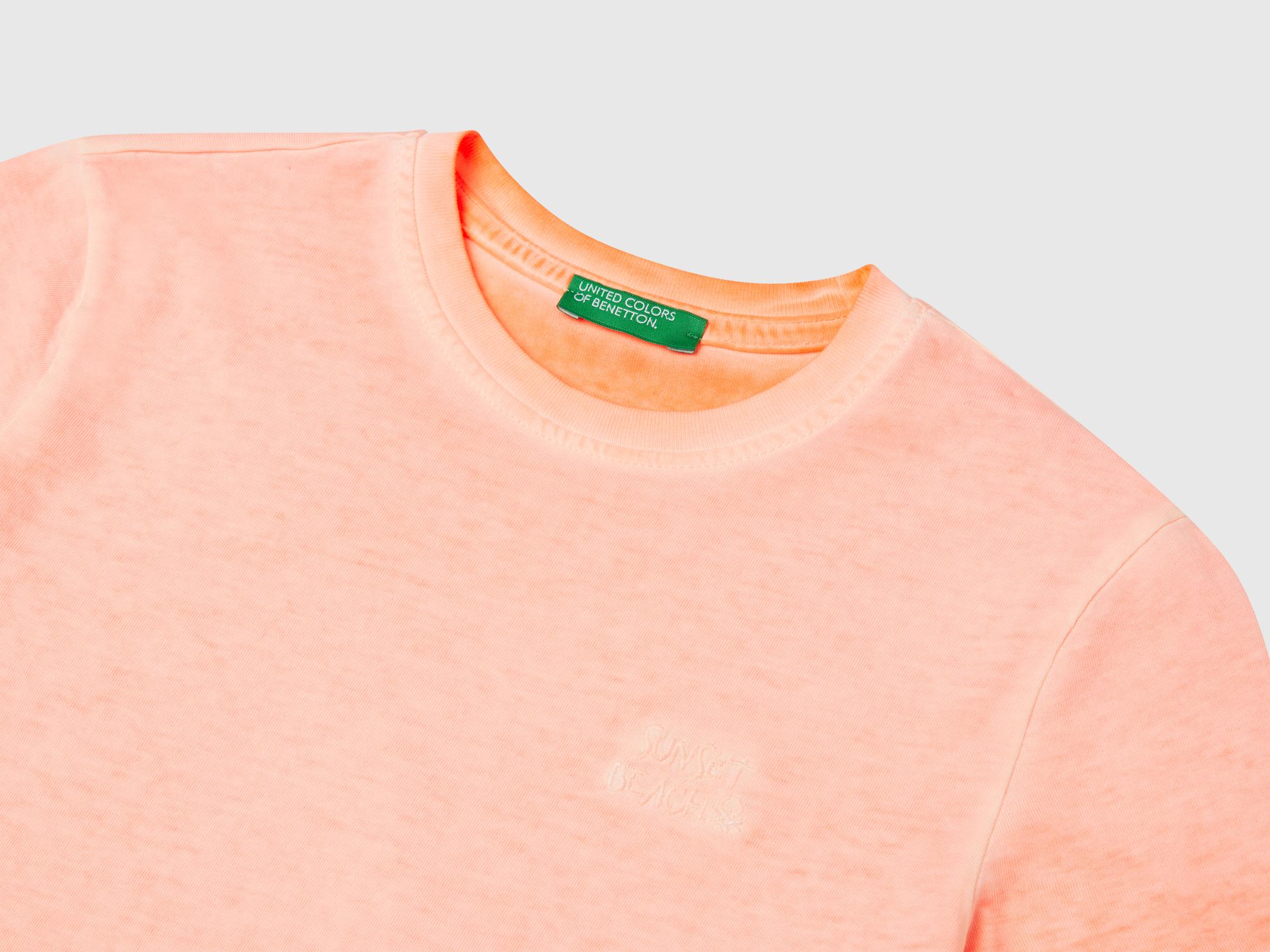 Erkek Çocuk Turuncu Soluk Efektli Logo İşlemeli Oversize T-Shirt