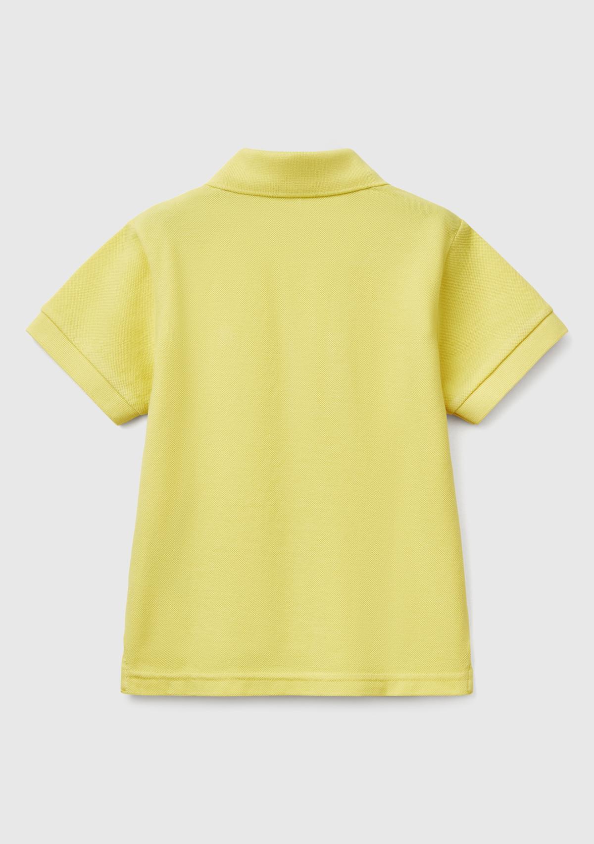 Erkek Çocuk Sarı Logolu Pike Polo T-Shirt