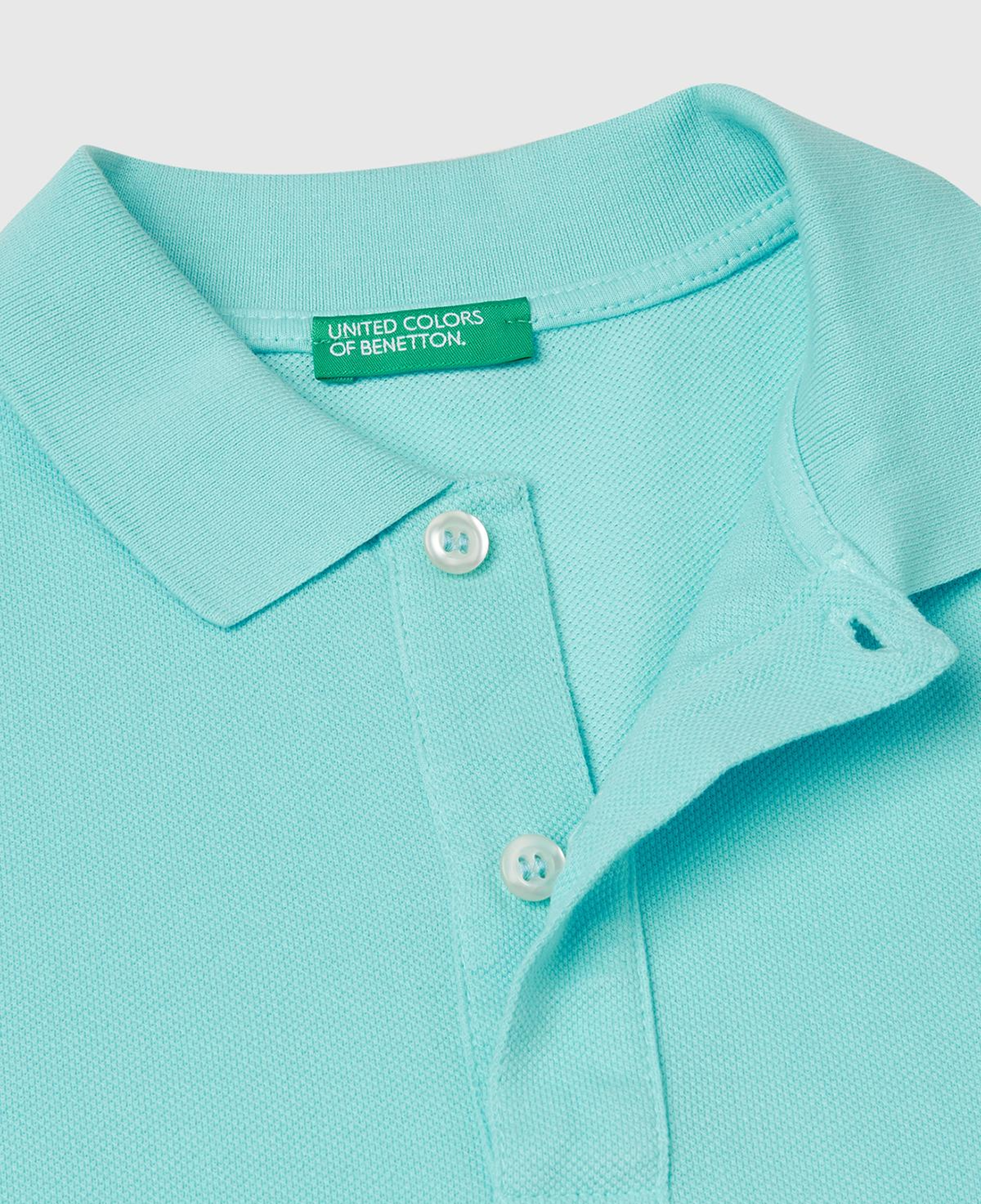 Erkek Çocuk Su Yeşili Logolu Pike Polo T-Shirt
