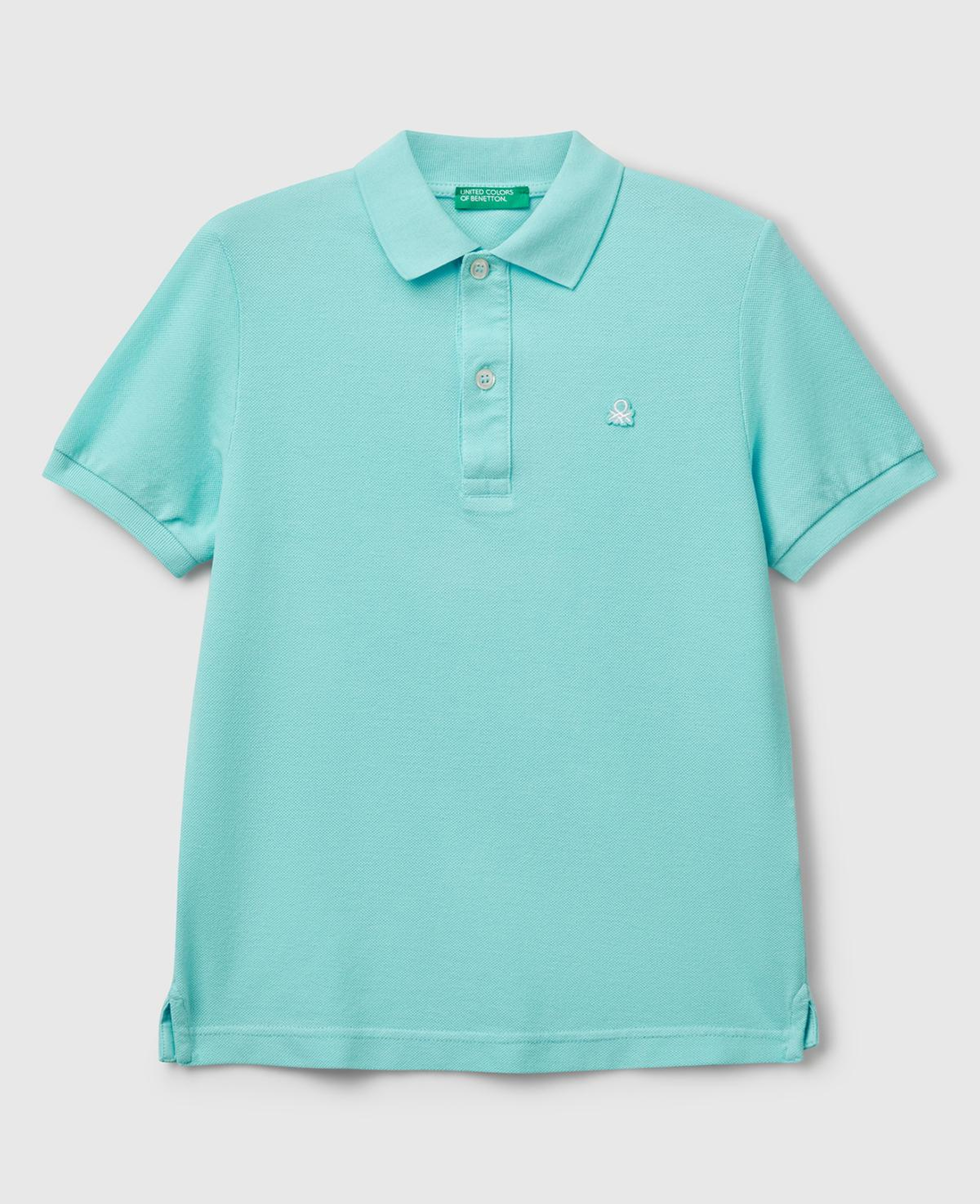 Erkek Çocuk Su Yeşili Logolu Pike Polo T-Shirt