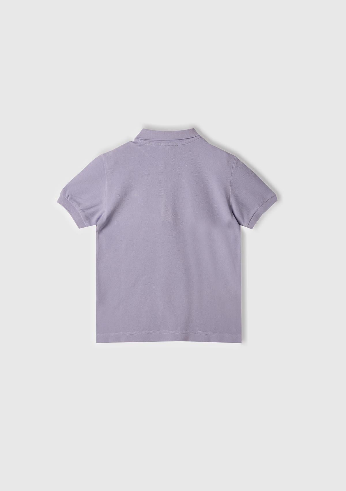 Erkek Çocuk Mor Logolu Pike Polo T-Shirt