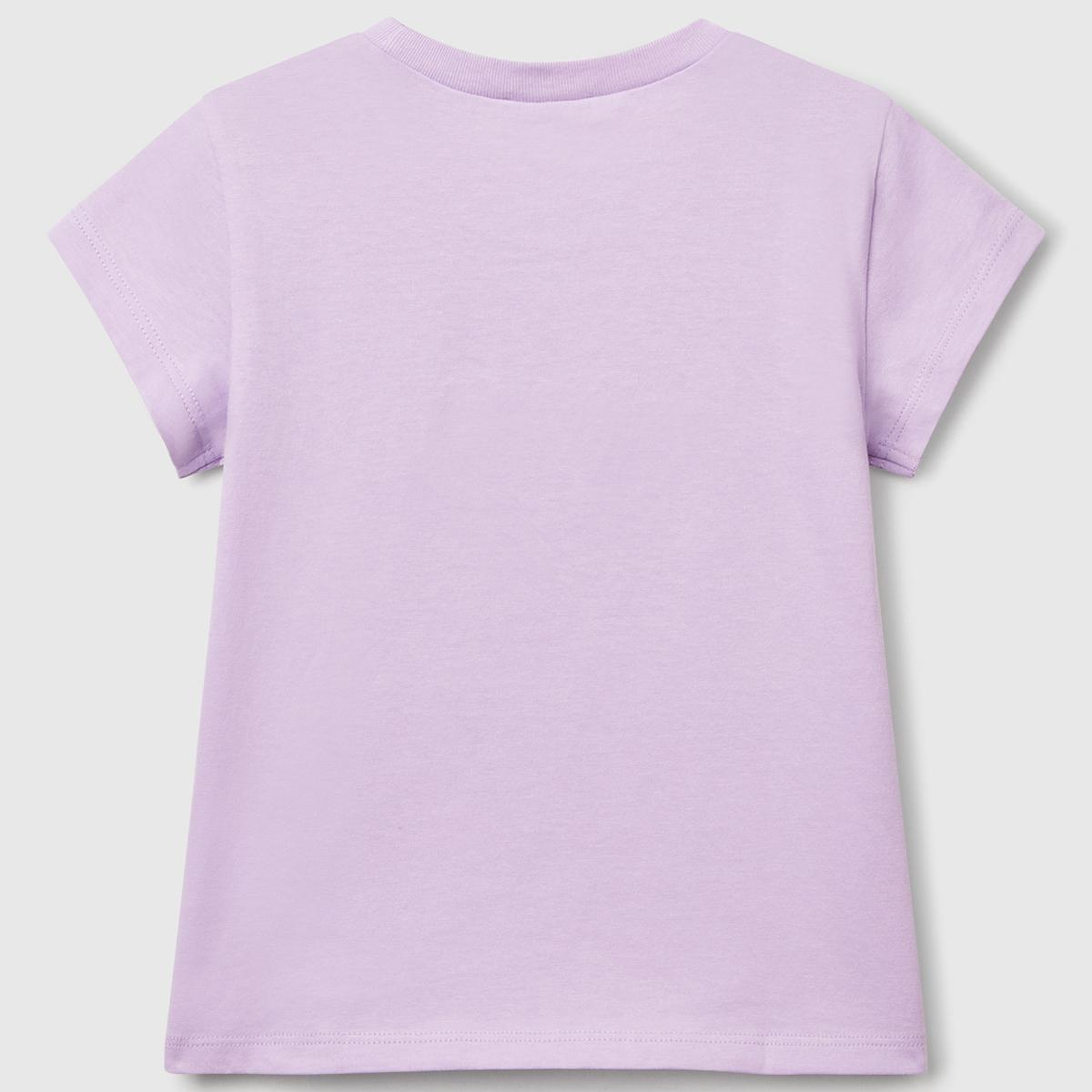 Kız Çocuk Lila Önü Baskılı Bisiklet Yaka T-Shirt