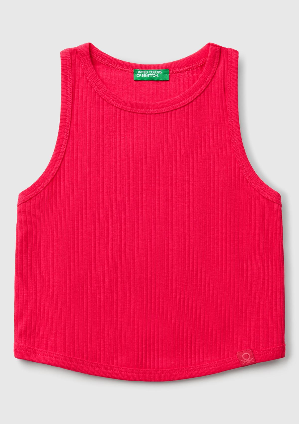 Kız Çocuk Fuşya Fitilli Crop Atlet
