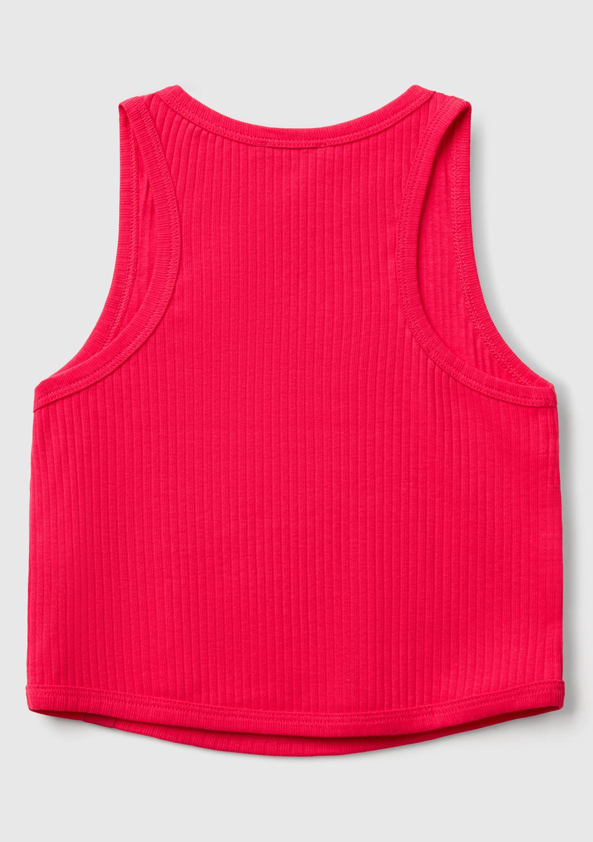 Kız Çocuk Fuşya Fitilli Crop Atlet