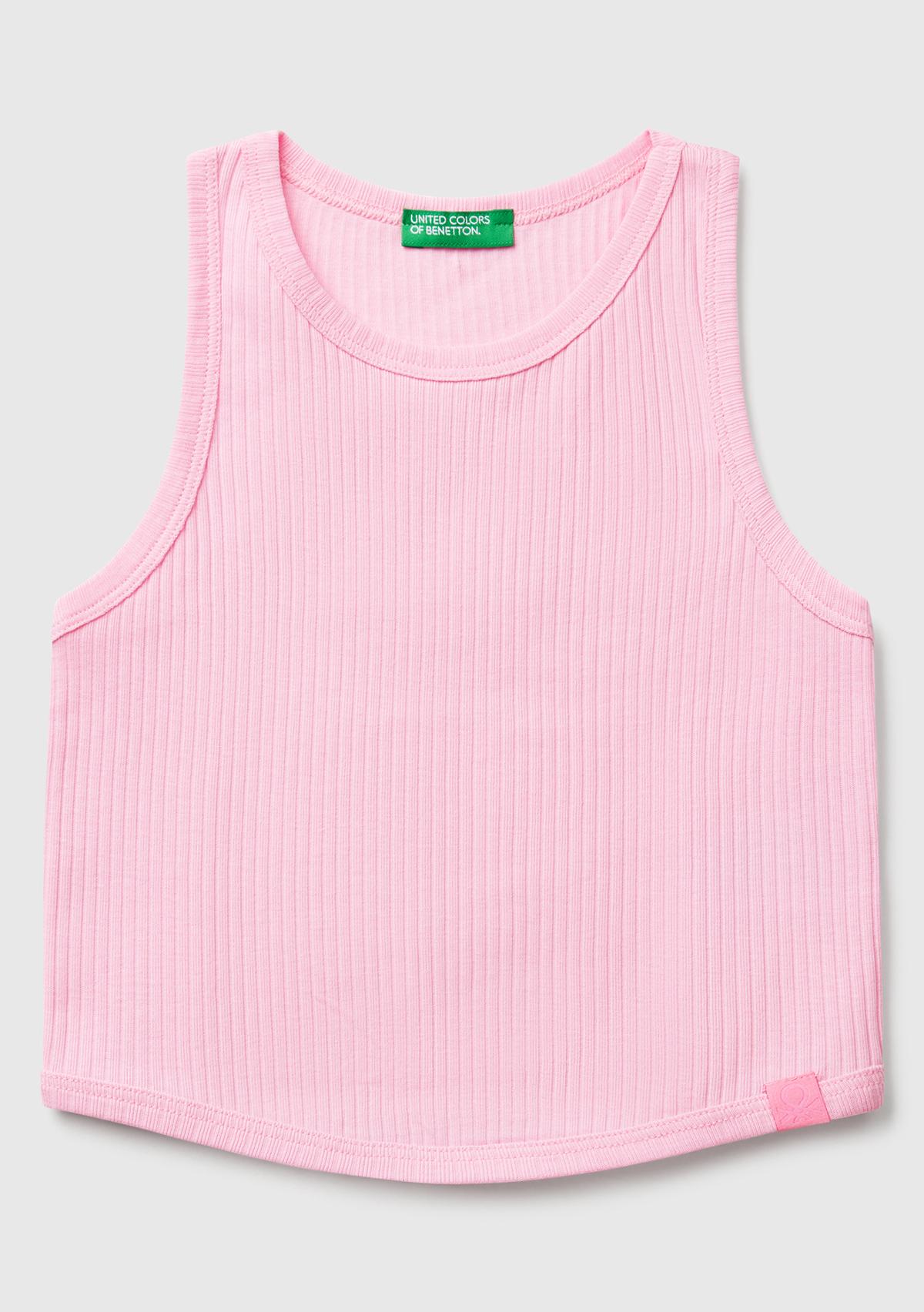 Kız Çocuk Pembe Fitilli Crop Atlet