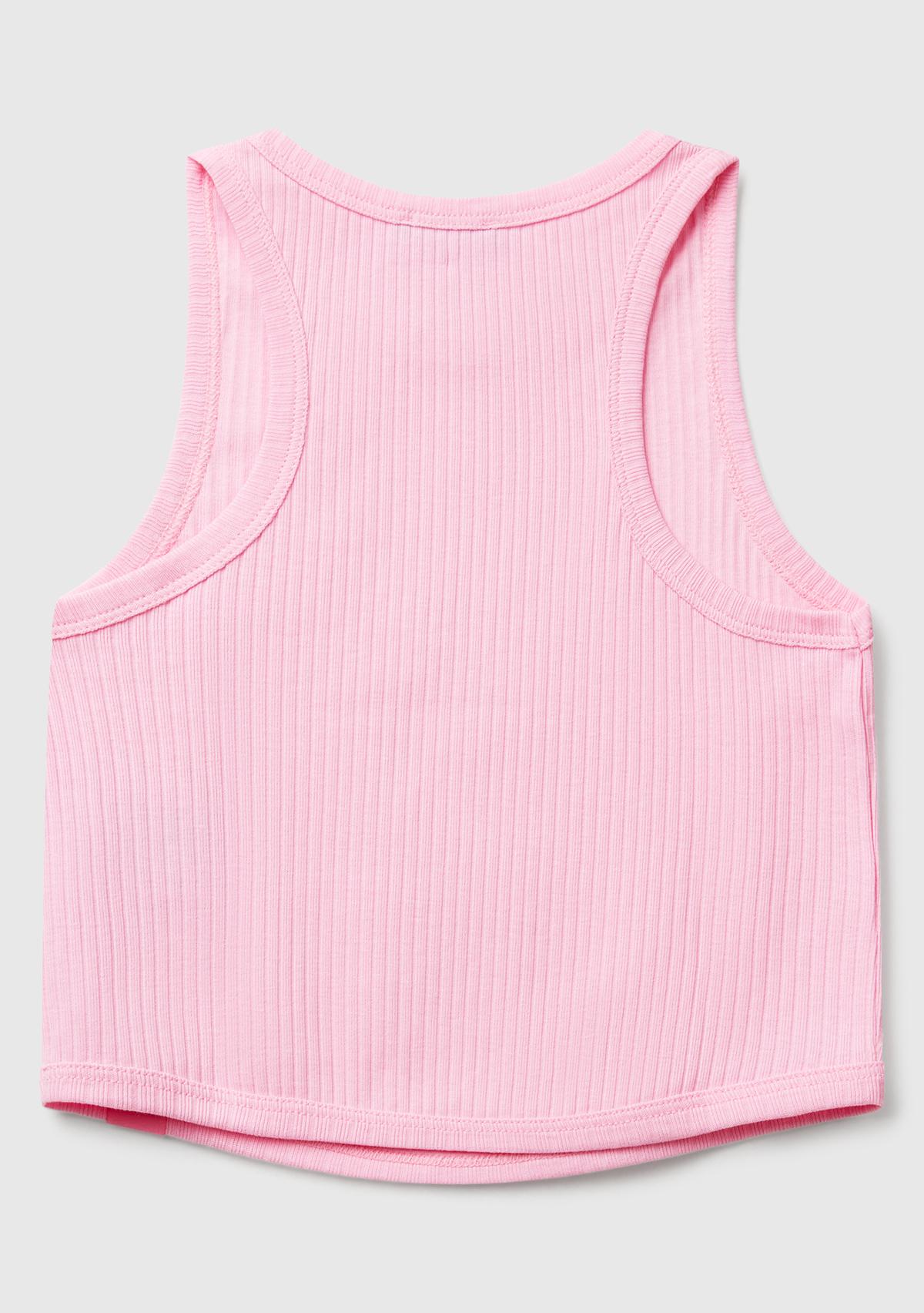 Kız Çocuk Pembe Fitilli Crop Atlet