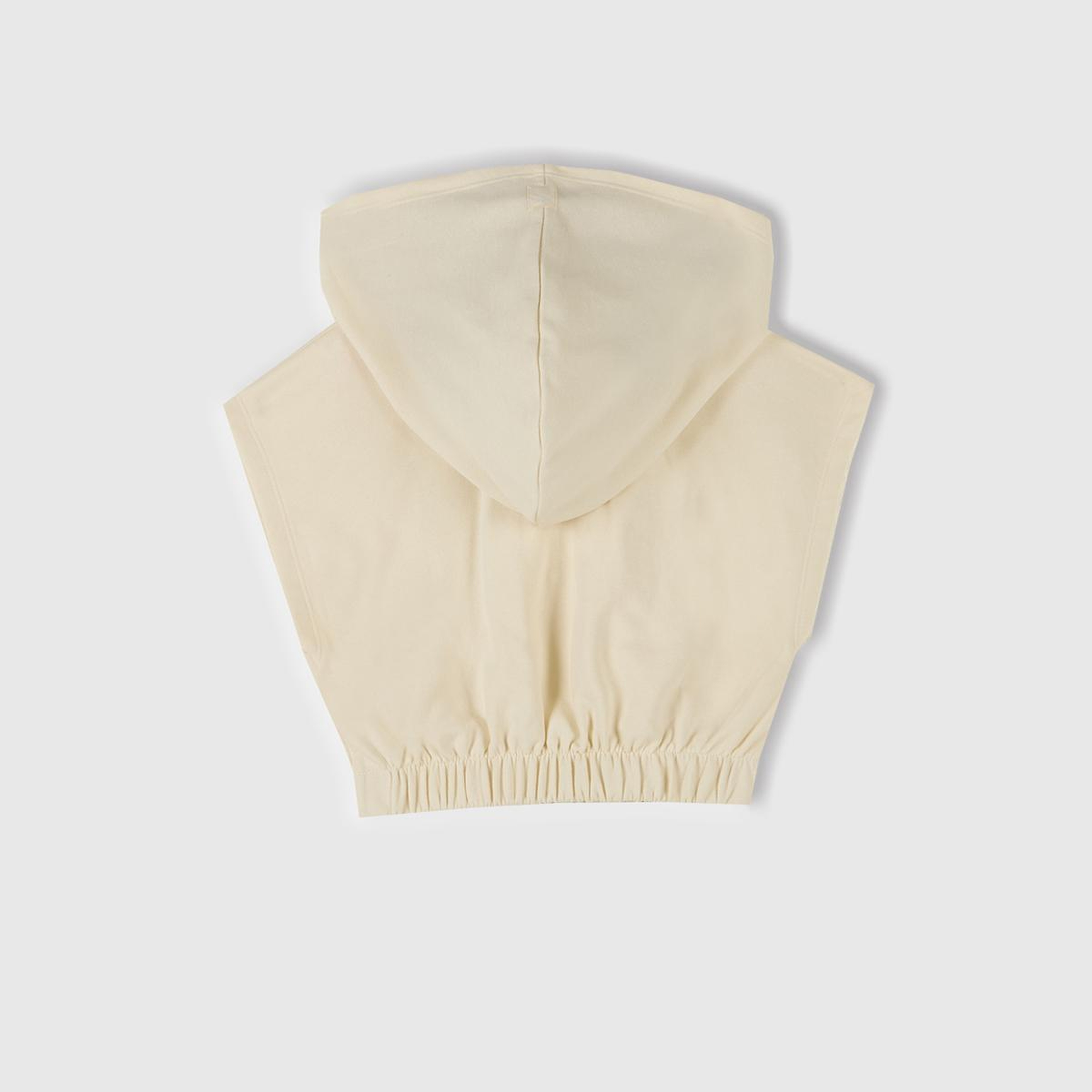 Kız Çocuk Ekru Önü Aplikeli Nakış Detaylı Kolsuz Kapüşonlu Sweatshirt
