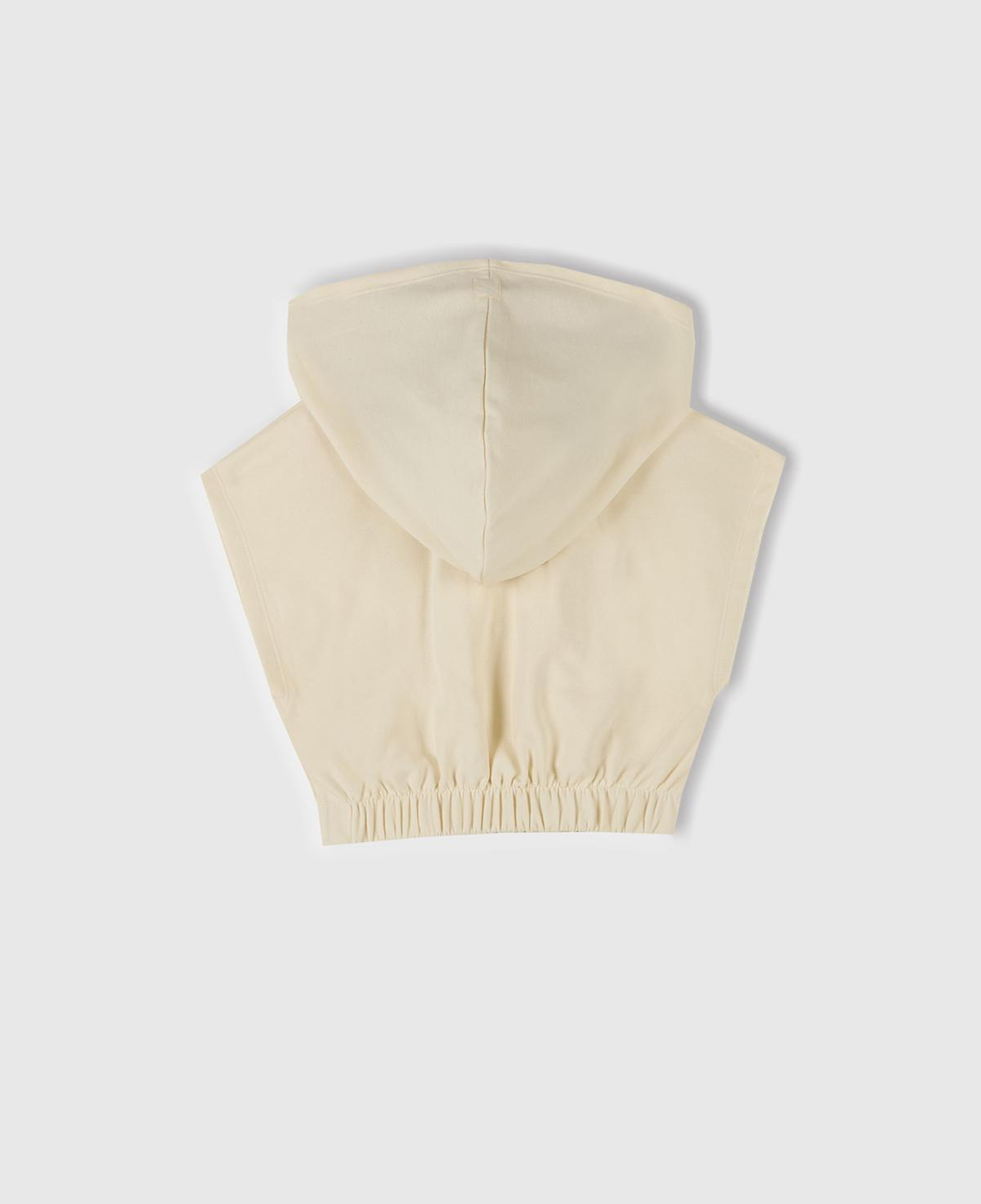 Kız Çocuk Ekru Önü Aplikeli Nakış Detaylı Kolsuz Kapüşonlu Sweatshirt
