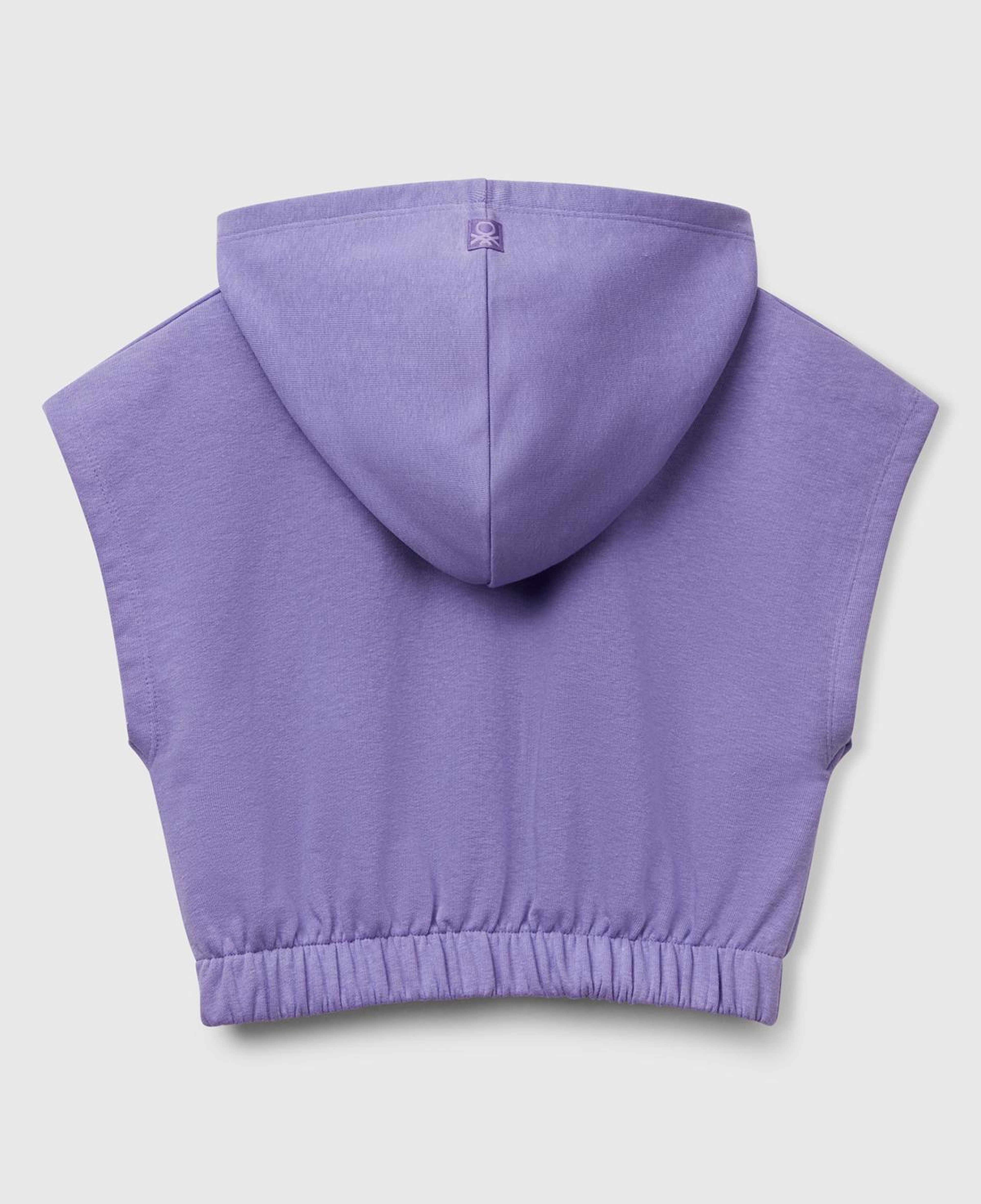 Kız Çocuk Mor Önü Aplikeli Nakış Detaylı Kolsuz Kapüşonlu Sweatshirt