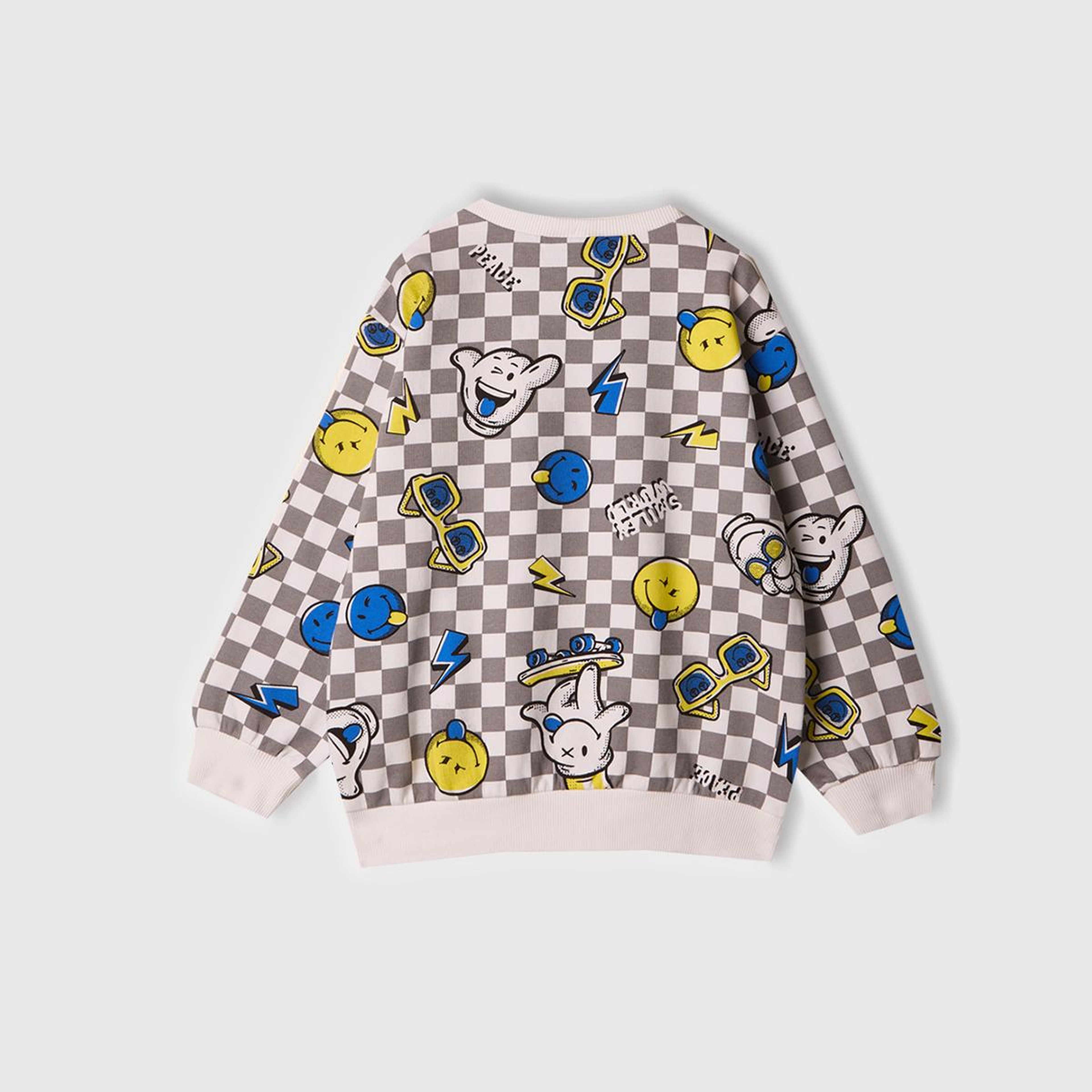 Erkek Çocuk Beyaz Tamamı Baskılı Logo Etiketli Bisiklet Yaka Sweatshirt
