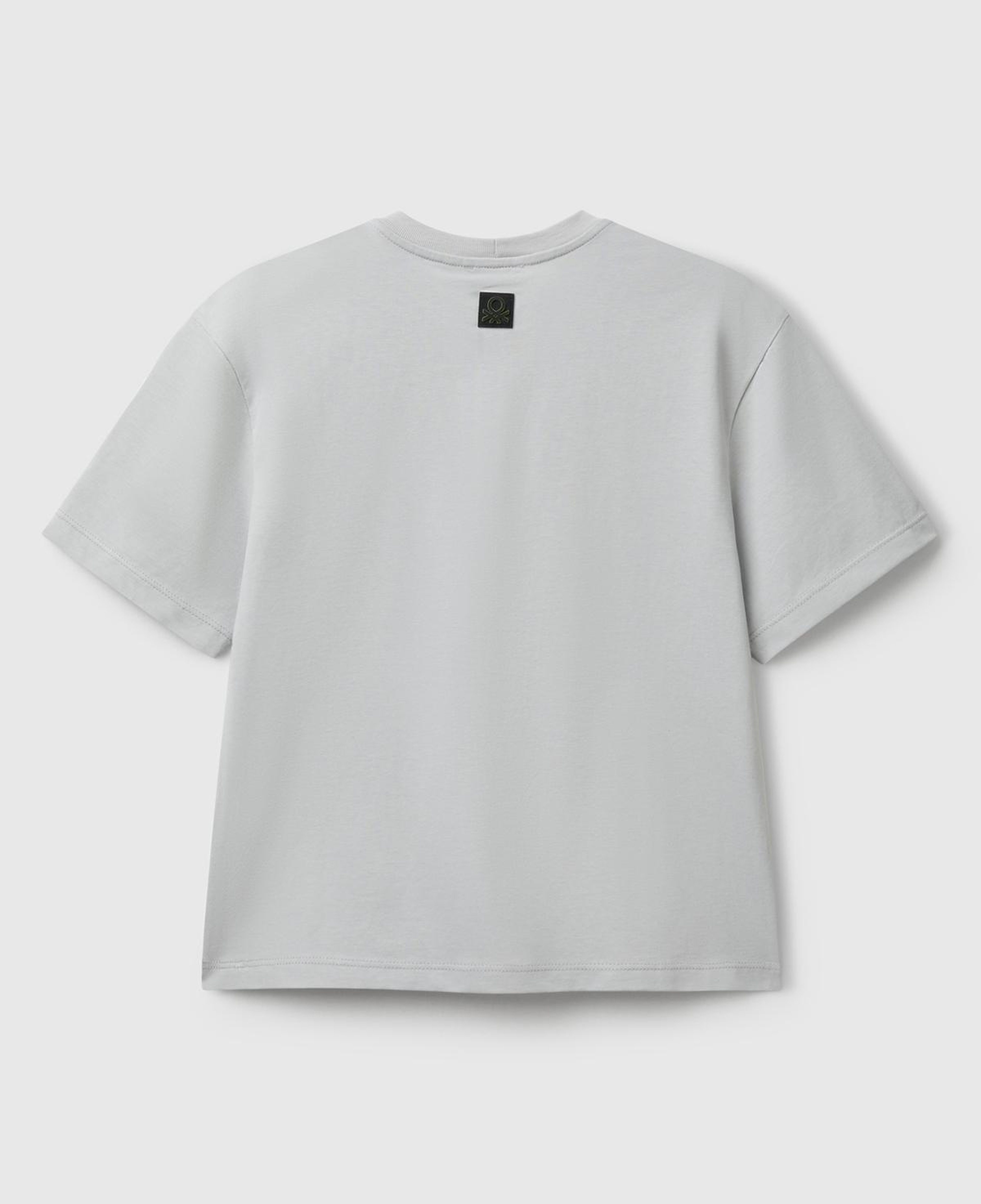 Erkek Çocuk Gri Melanj Baskılı Arkası Logo Etiketli T-Shirt