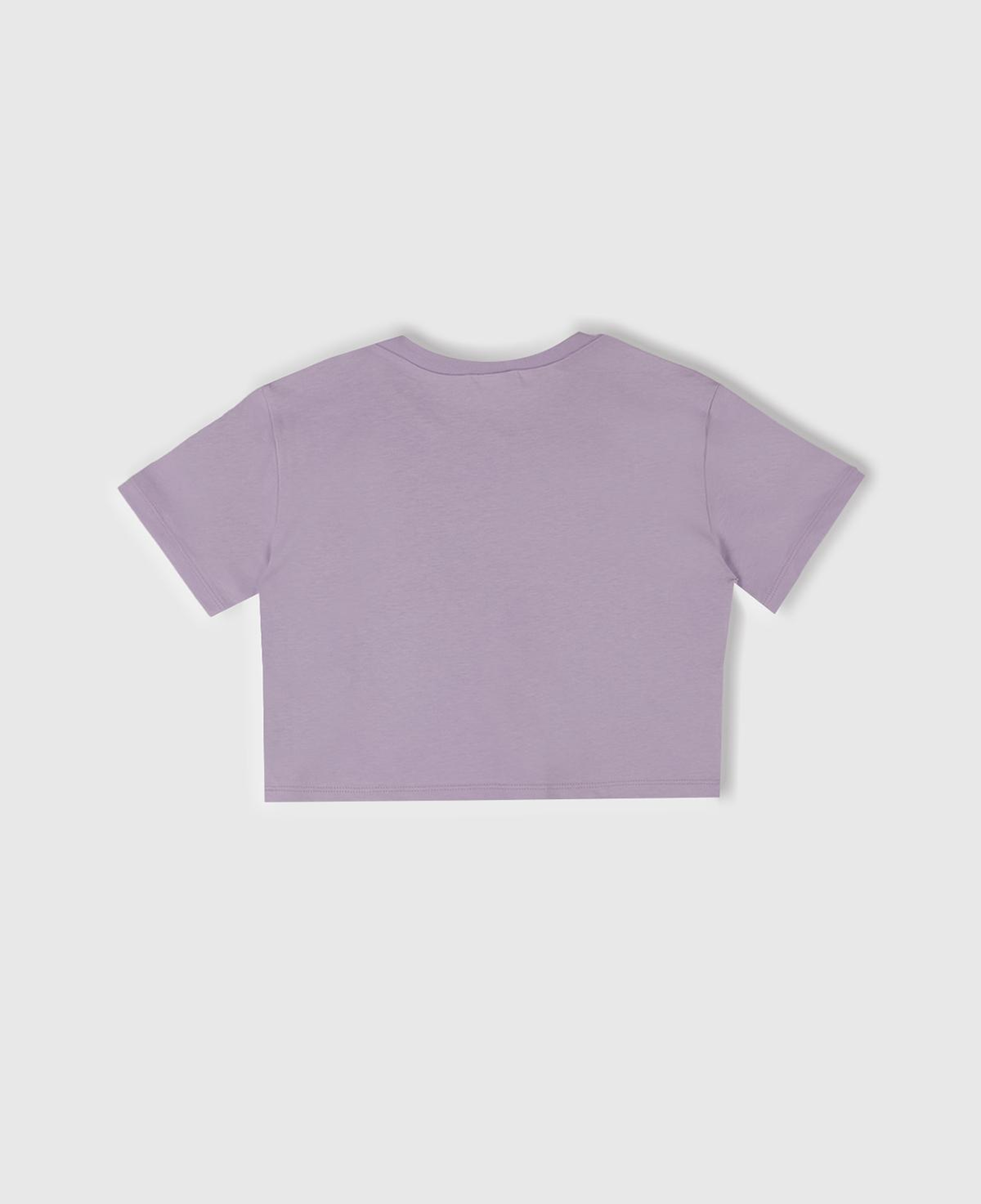 Kız Çocuk Lila Parlak Baskılı Bisiklet Yaka T-Shirt