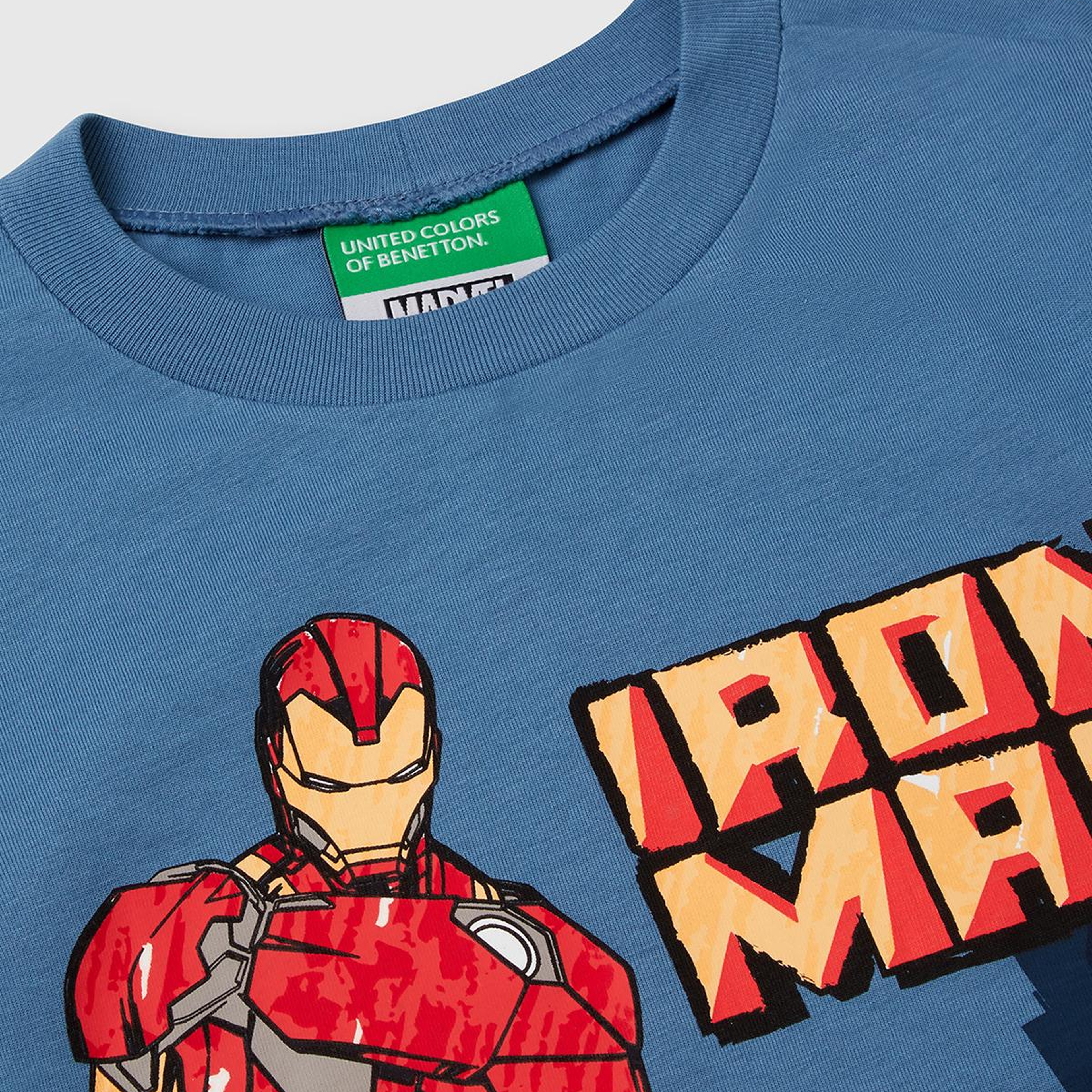 Erkek Çocuk Havacı Mavi Marvel Kahraman Baskılı Logo Etiketli T-Shirt