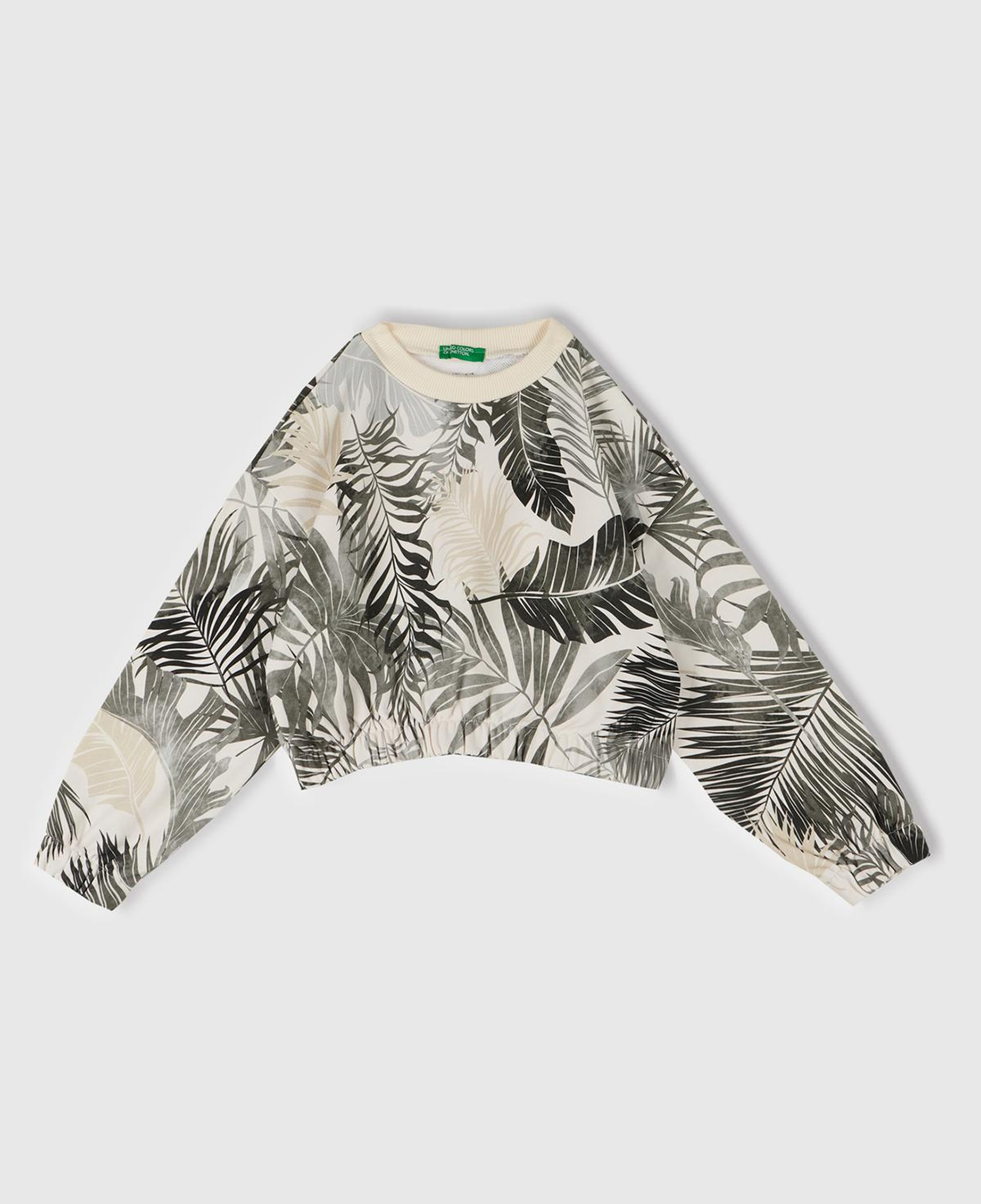 Kız Çocuk Siyah Mix Tamamı Desenli Logo Etiketli Ribanalı Sweatshirt