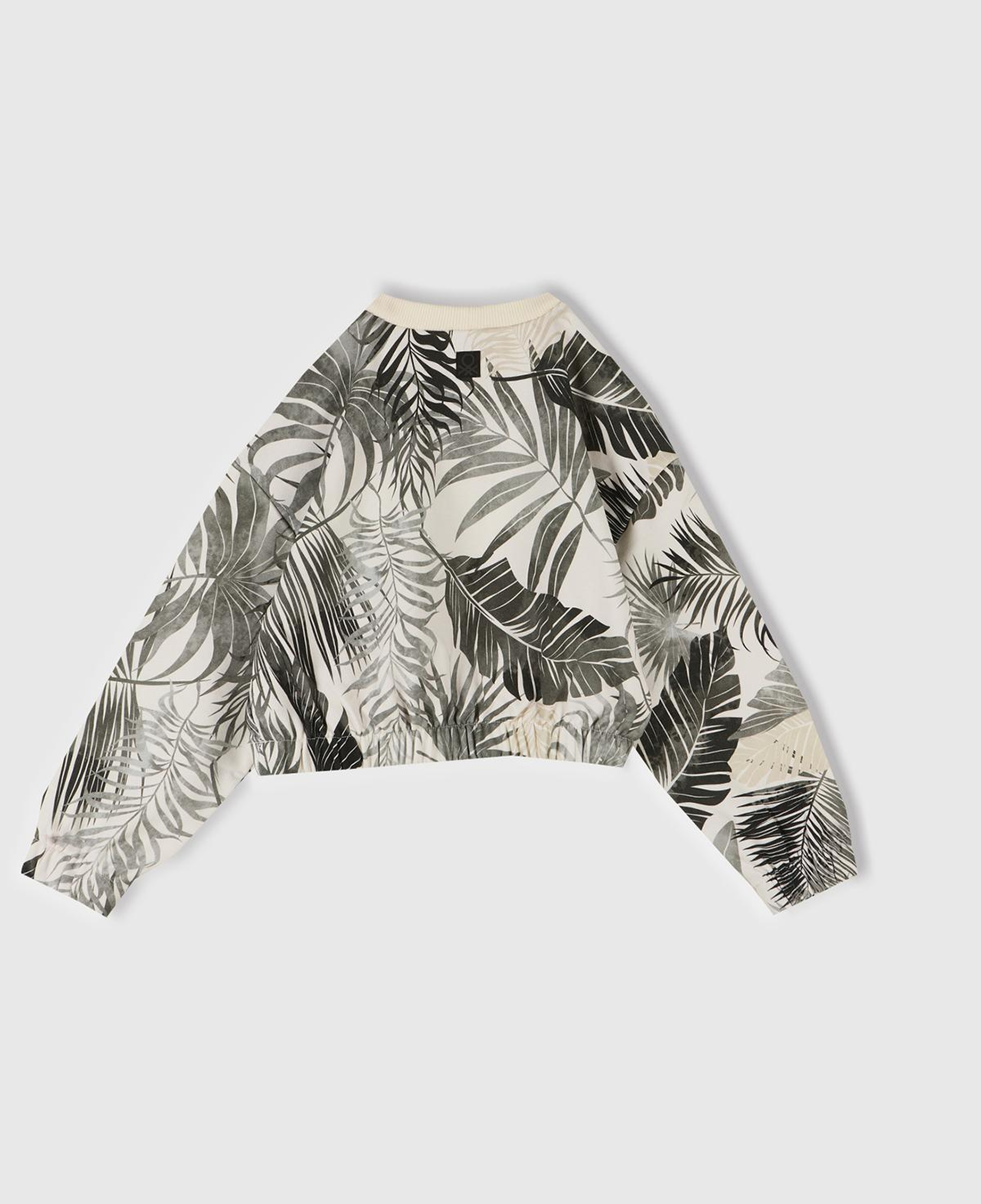 Kız Çocuk Siyah Mix Tamamı Desenli Logo Etiketli Ribanalı Sweatshirt