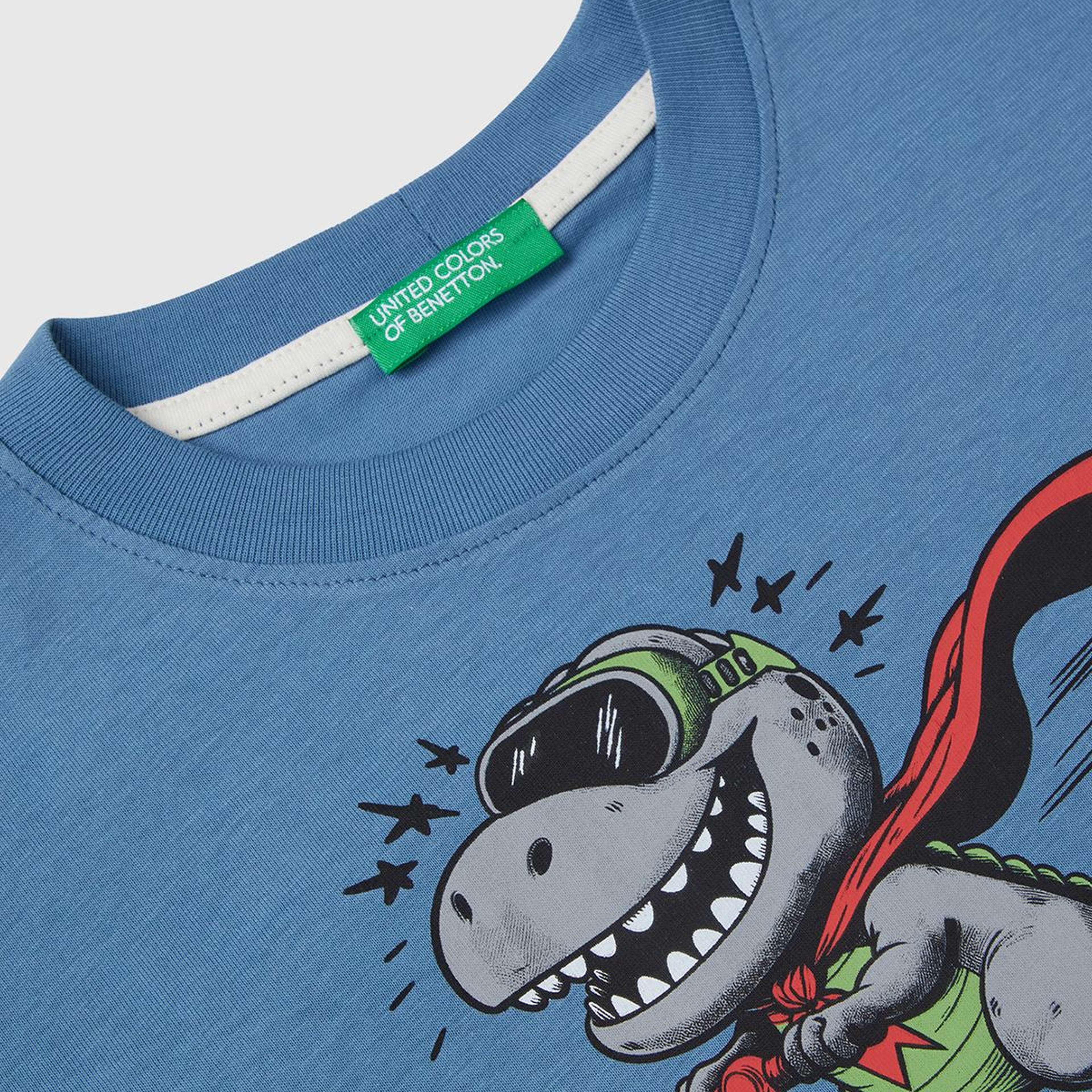 Erkek Çocuk Havacı Mavi Önü Baskılı Bisiklet Yaka Uzun Kollu T-Shirt