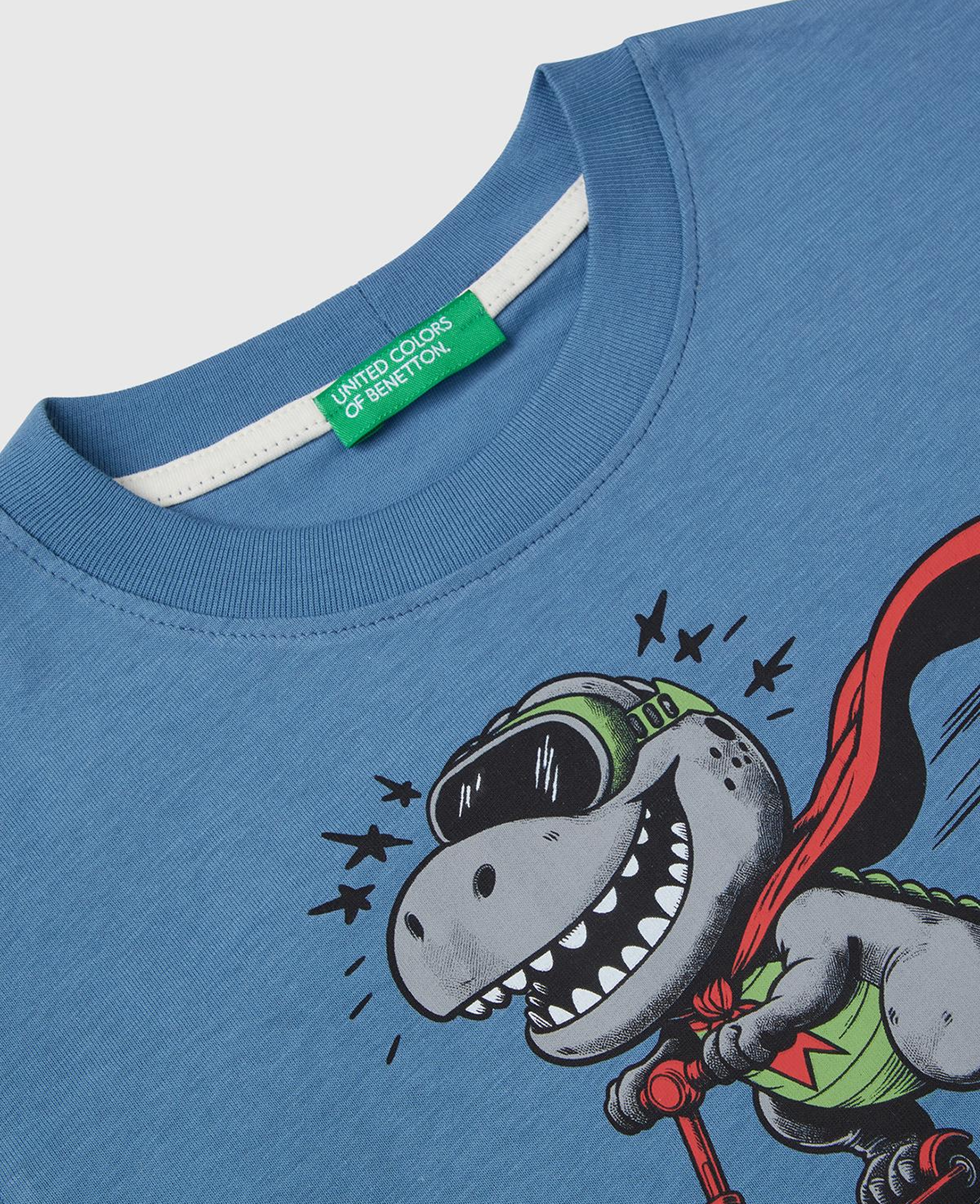 Erkek Çocuk Havacı Mavi Önü Baskılı Bisiklet Yaka Uzun Kollu T-Shirt