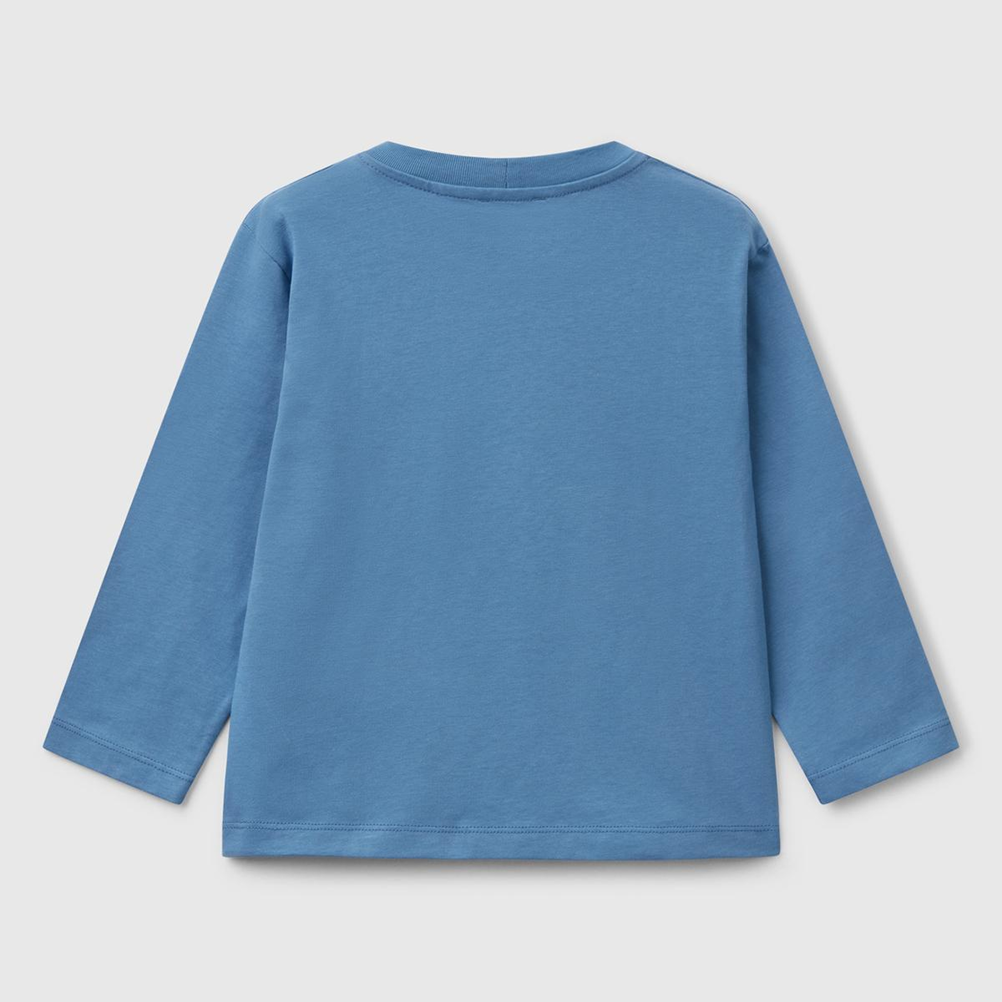 Erkek Çocuk Havacı Mavi Önü Baskılı Bisiklet Yaka Uzun Kollu T-Shirt