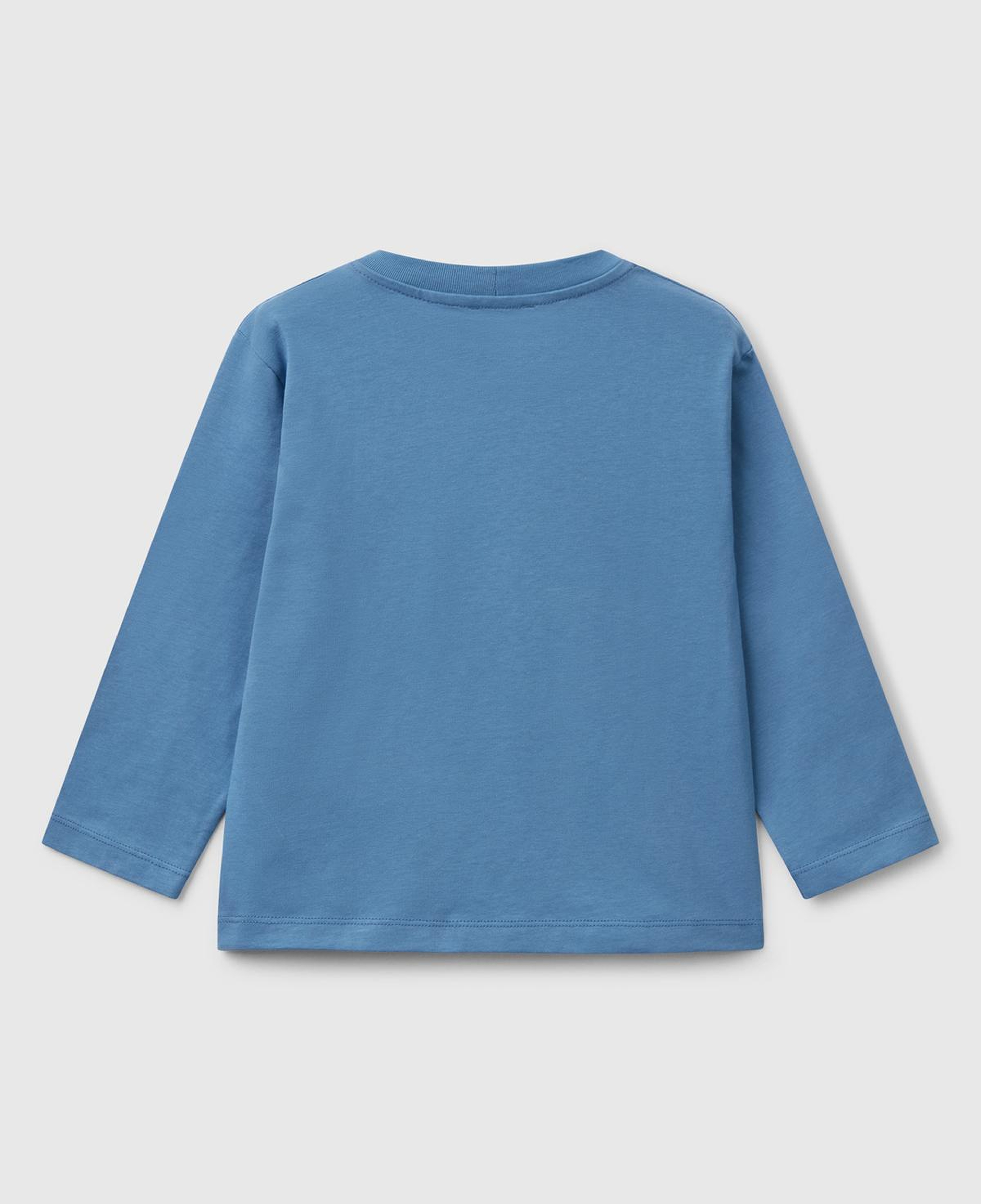 Erkek Çocuk Havacı Mavi Önü Baskılı Bisiklet Yaka Uzun Kollu T-Shirt