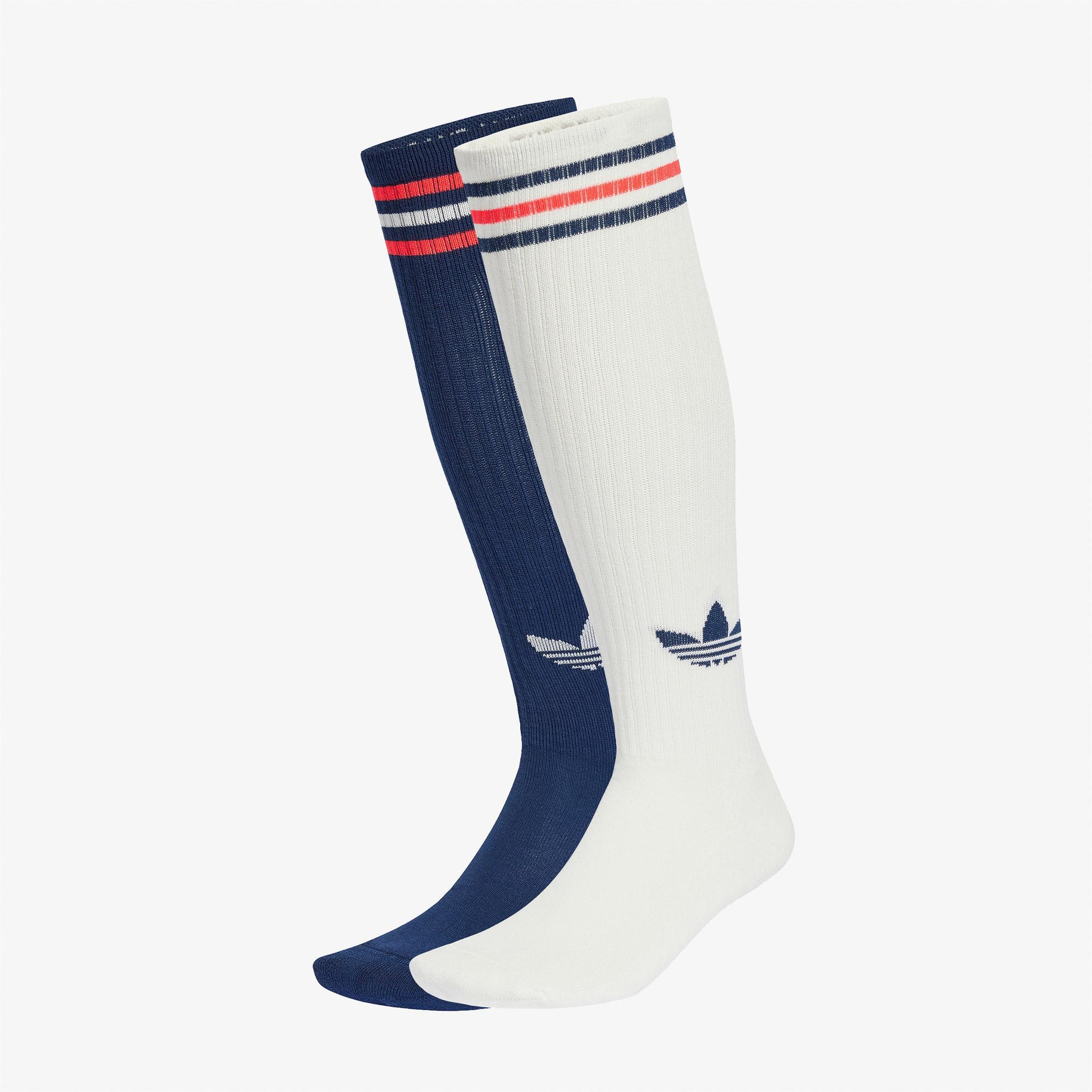 adidas 3S Knee 2'li Unisex Beyaz/Lacivert Çorap