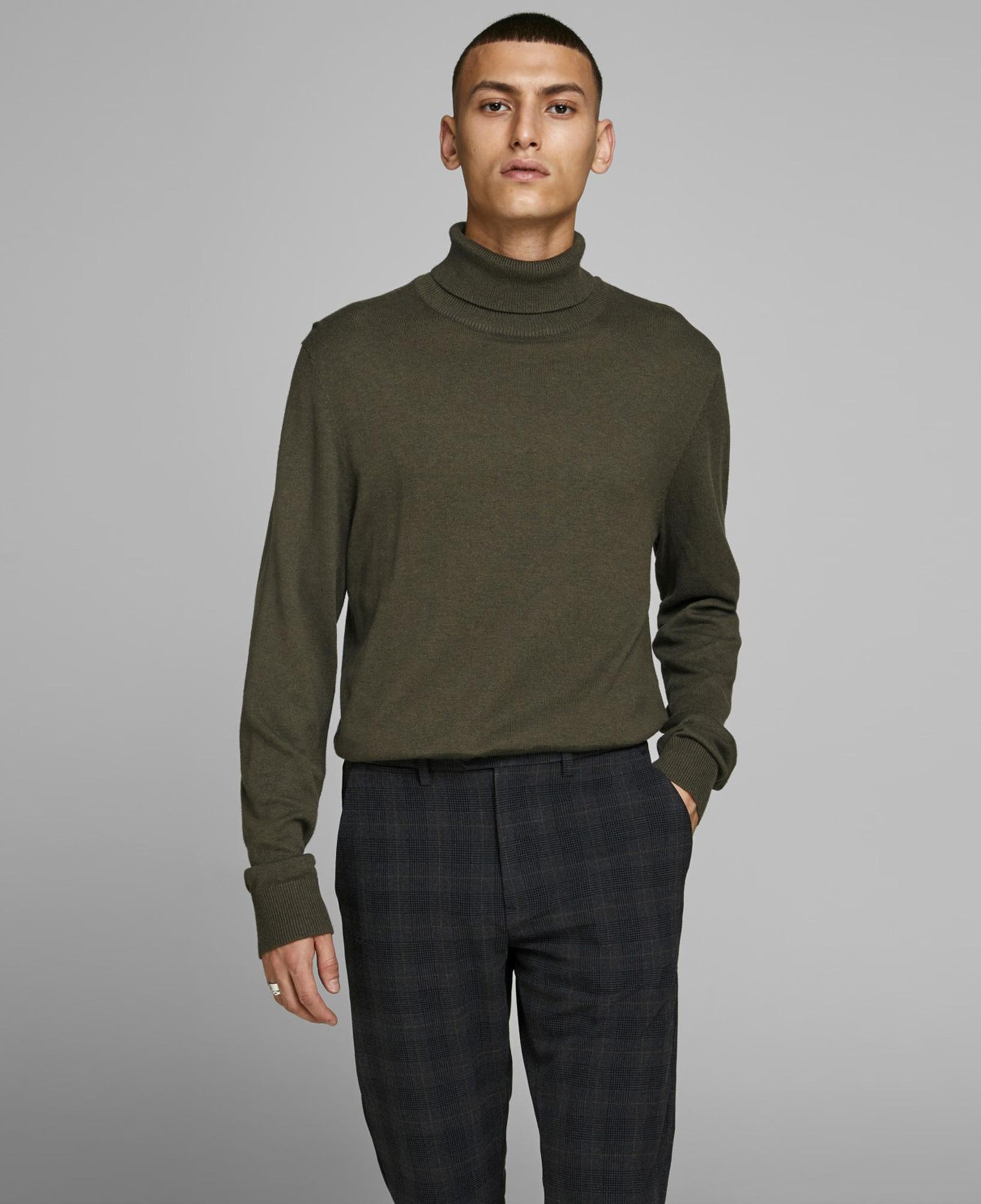 Jack&Jones Jjeemil Knit Roll Erkek Kahverengi Kazak