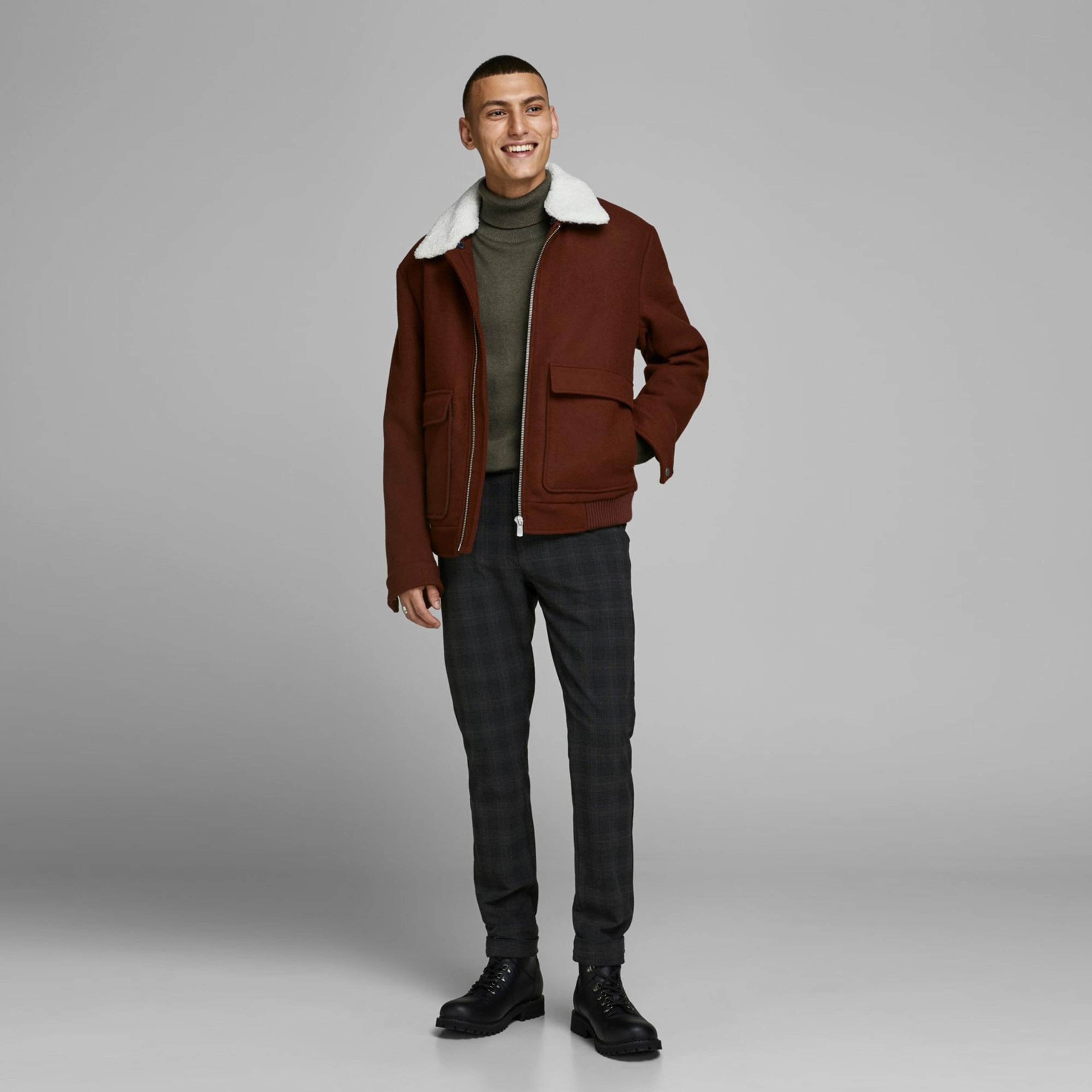 Jack&Jones Jjeemil Knit Roll Erkek Kahverengi Kazak