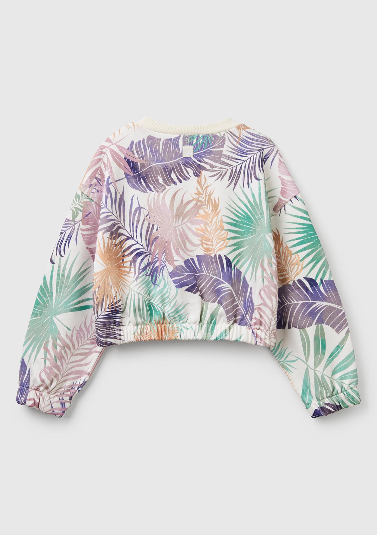 Kız Çocuk Renkli Mix Tamamı Desenli Logo Etiketli Ribanalı Sweatshirt